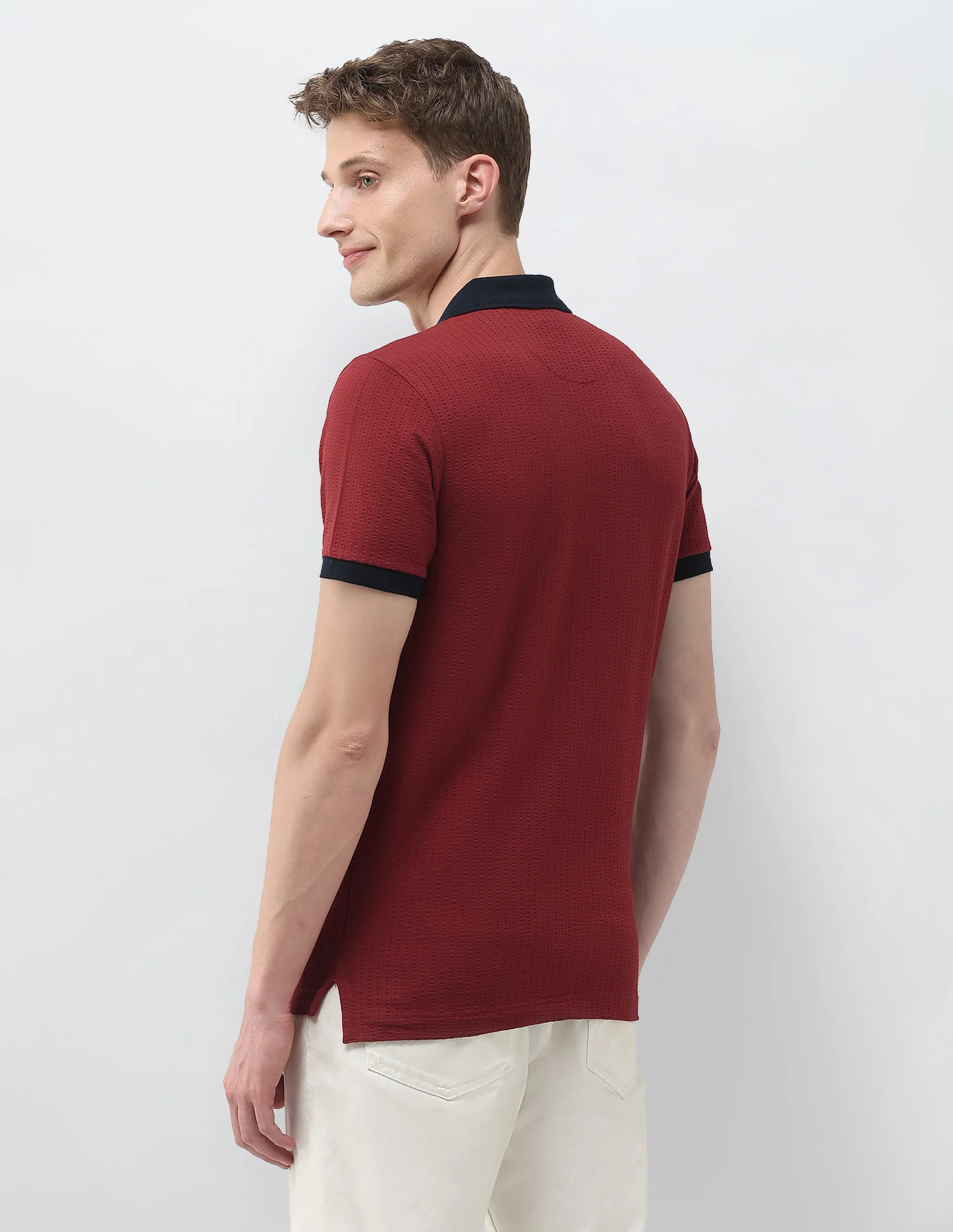 Textured Slim Fit Polo Shirt - Image 5