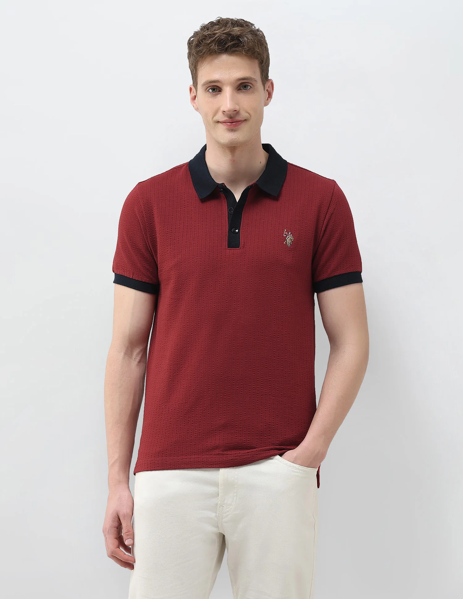 Textured Slim Fit Polo Shirt - Image 6