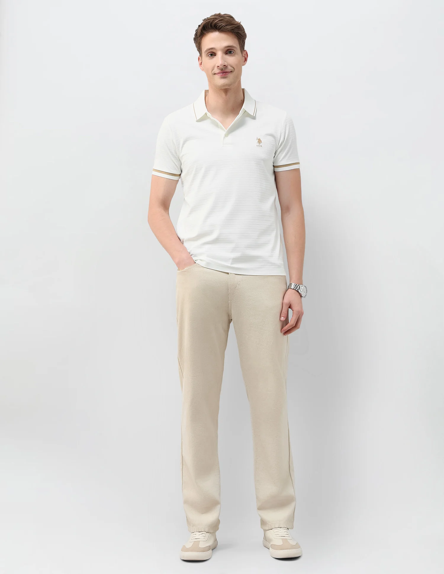 Textured Slim Fit Polo Shirt - Image 3