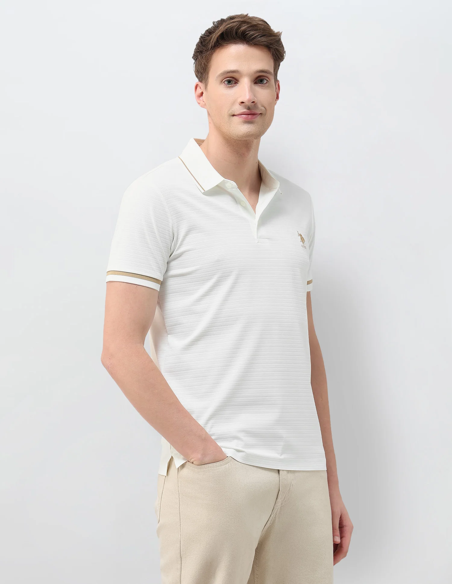 Textured Slim Fit Polo Shirt - Image 4