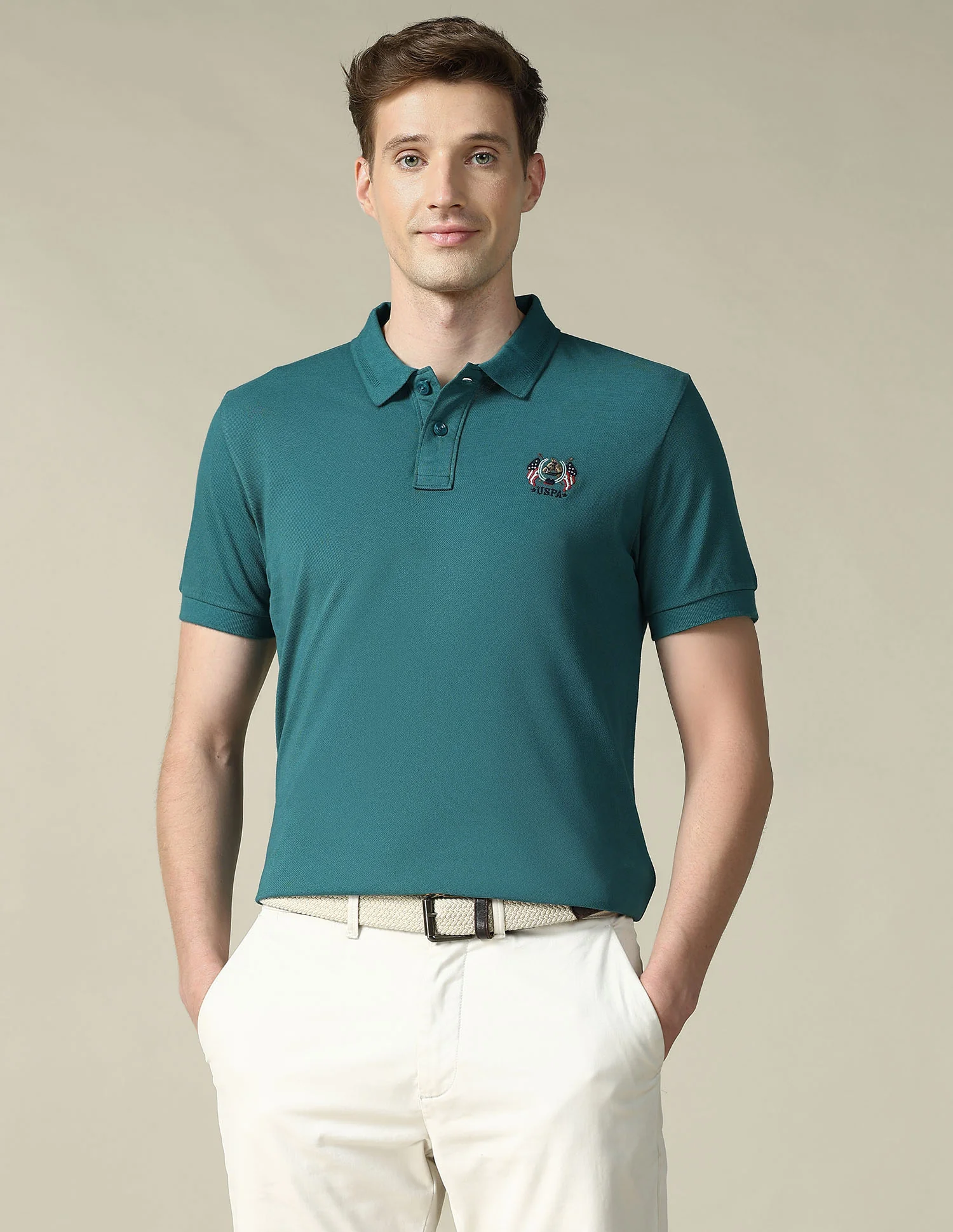 Textured Slim Fit Polo Shirt