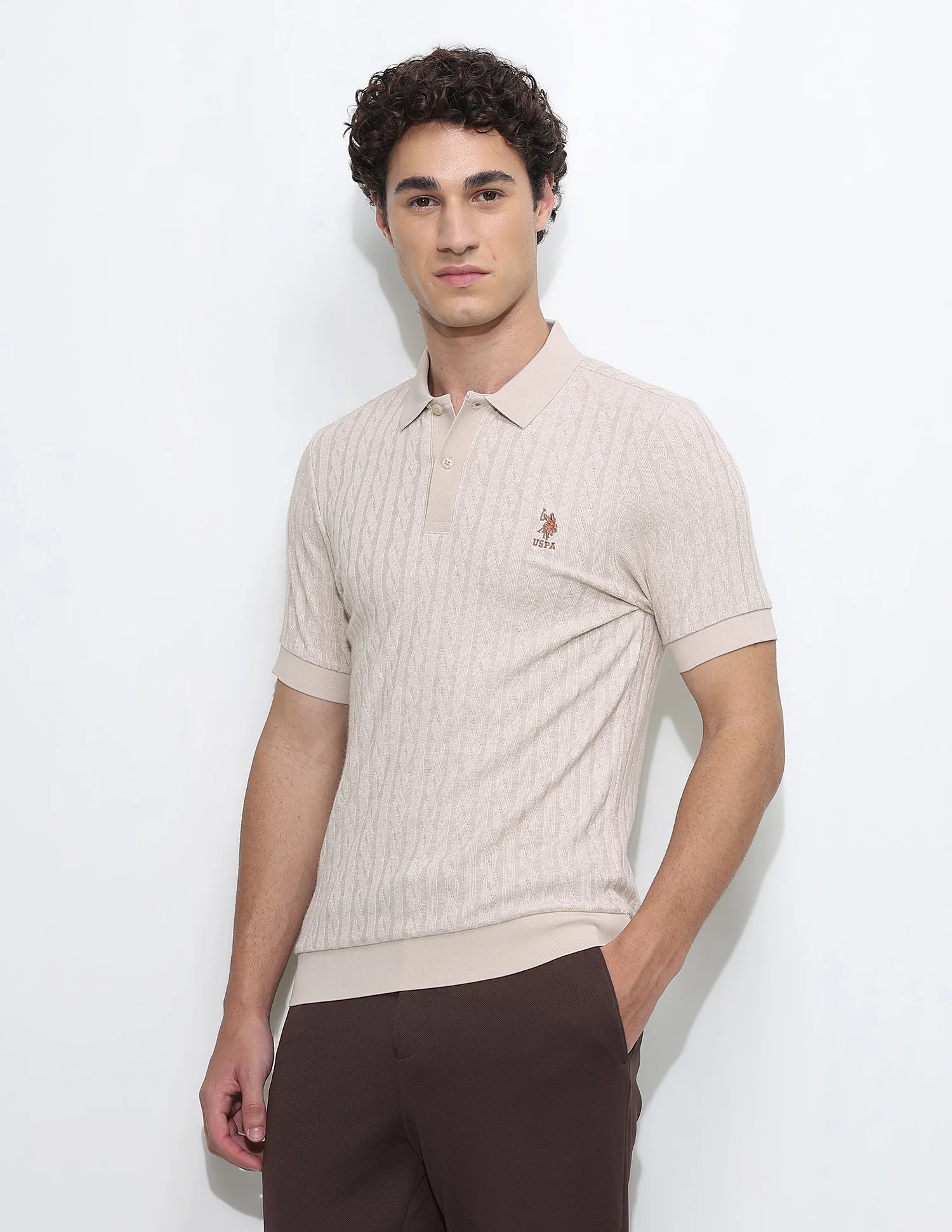 Textured Slim Fit Polo Shirt - Image 4