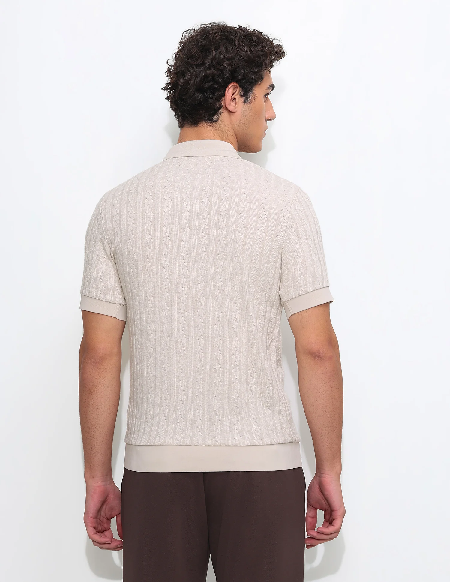 Textured Slim Fit Polo Shirt - Image 5