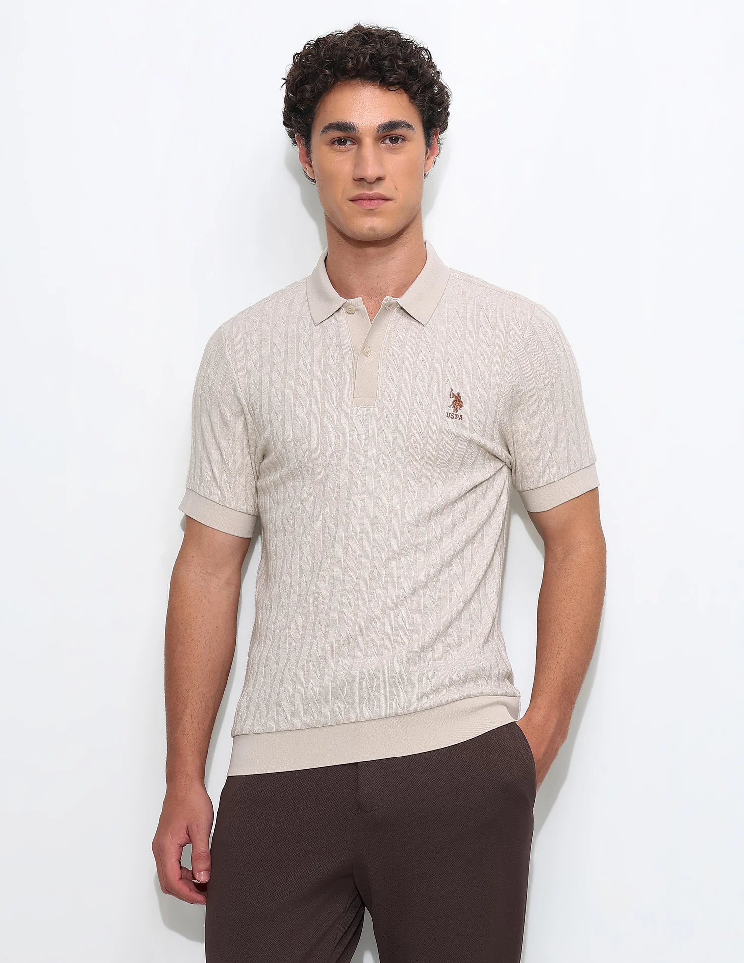 Textured Slim Fit Polo Shirt - Image 6
