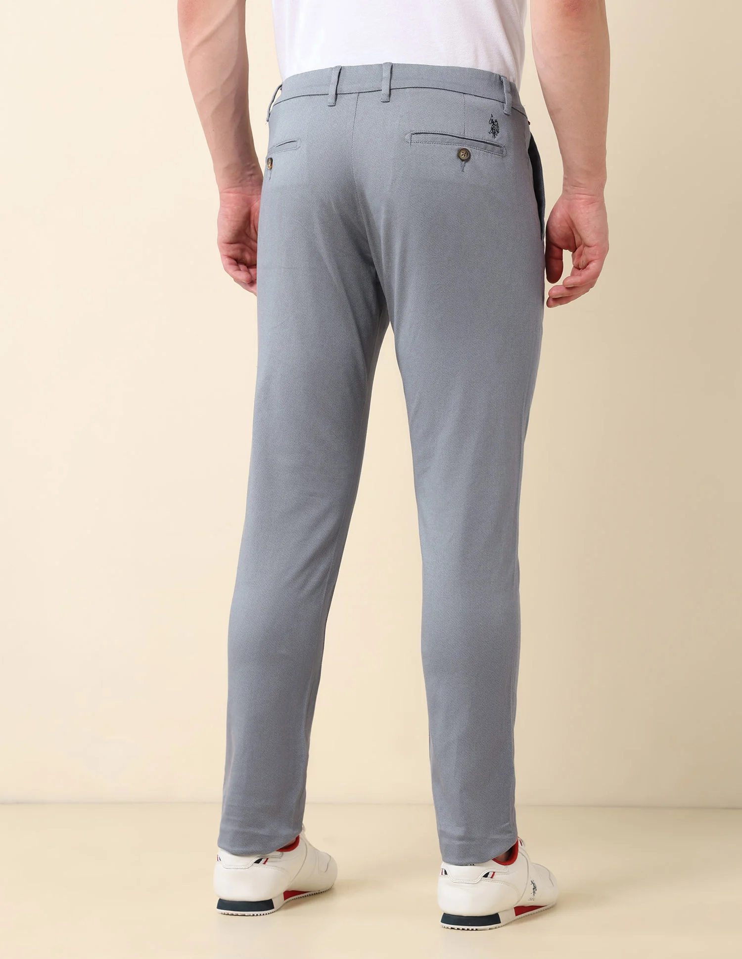 Textured Slim Fit Trousers - Image 5