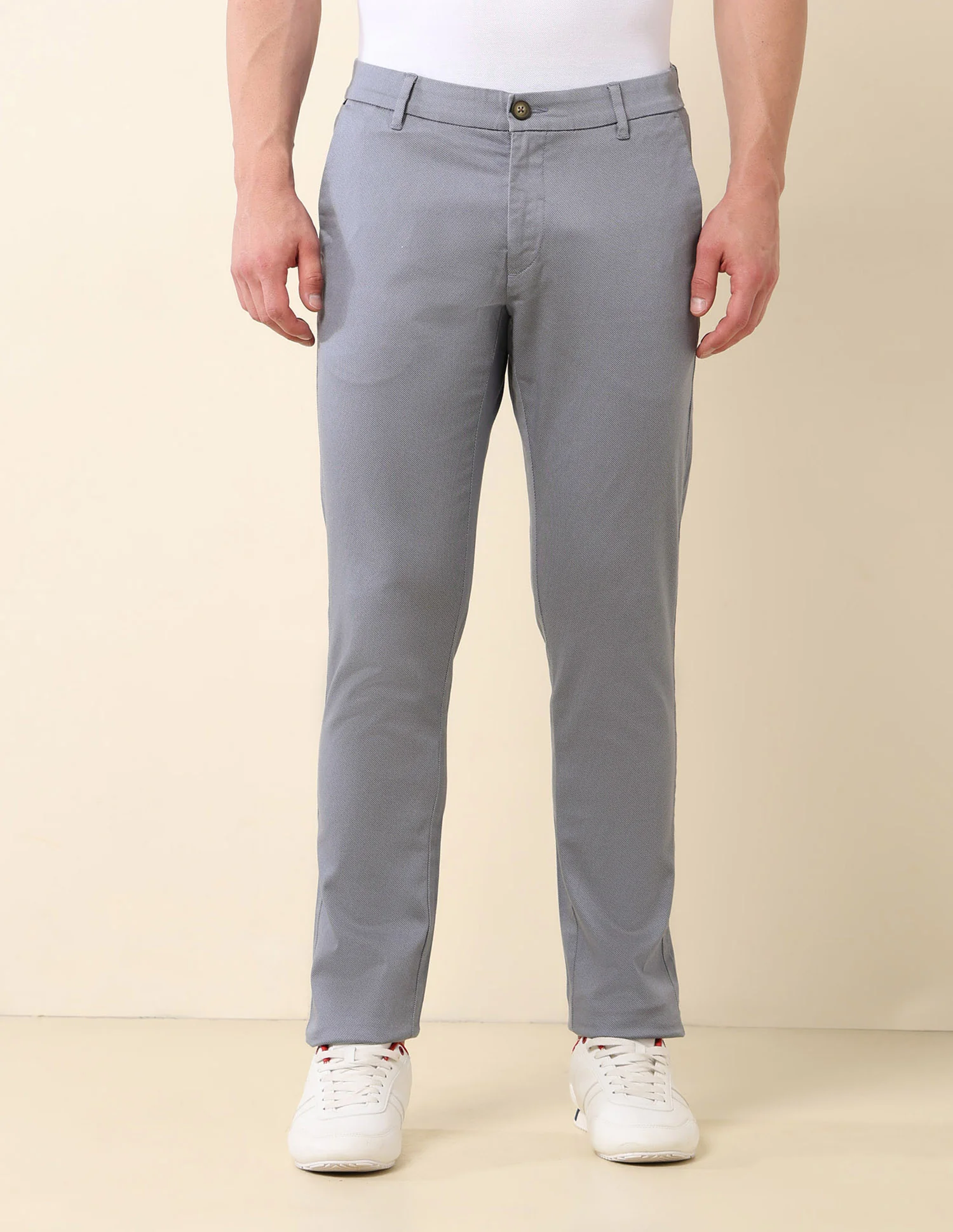 Textured Slim Fit Trousers - Image 6