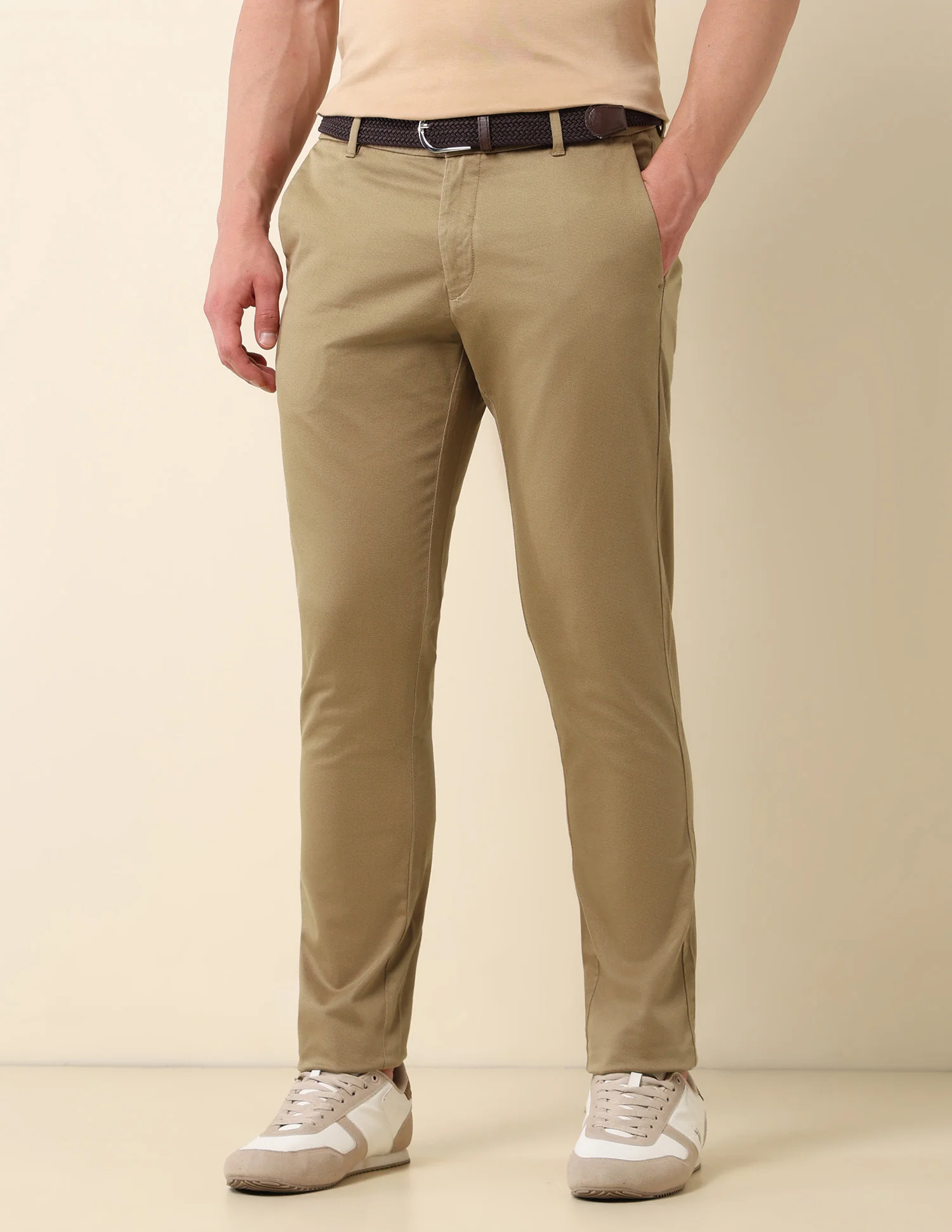 Textured Slim Fit Trousers