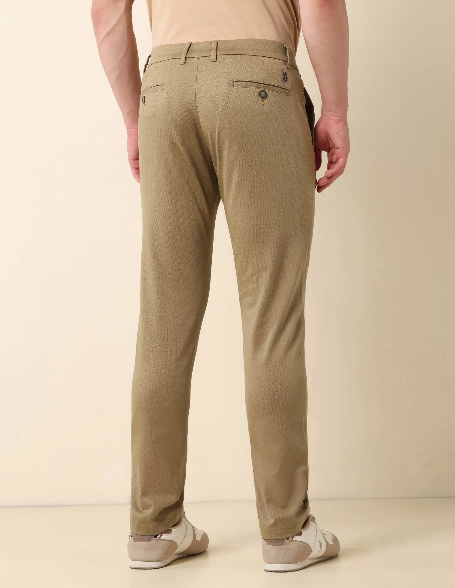 Textured Slim Fit Trousers - Image 5