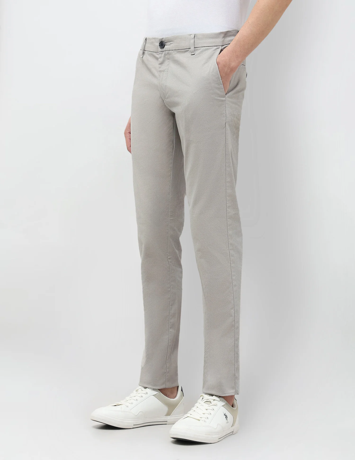 Textured Slim Fit Trousers - Image 4