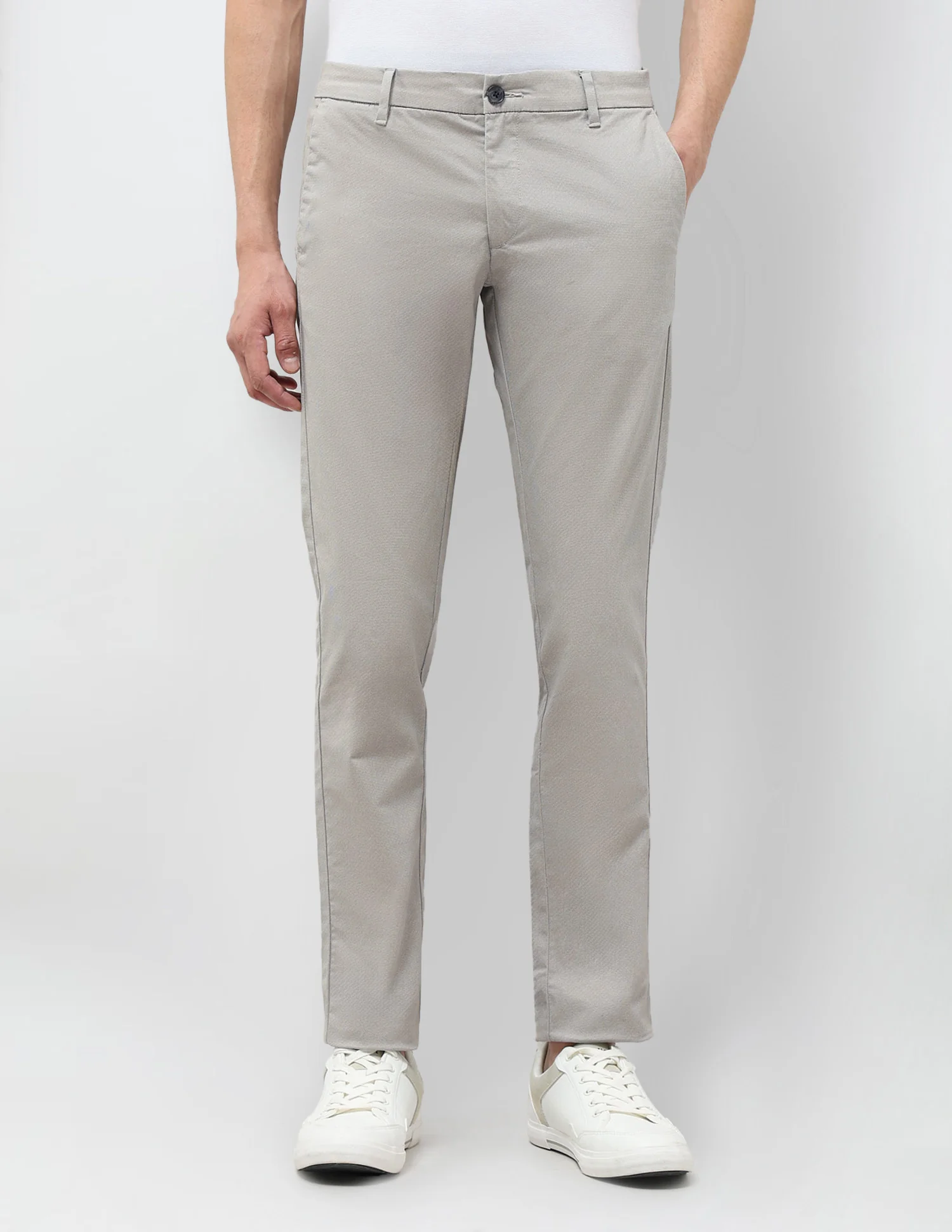 Textured Slim Fit Trousers - Image 6