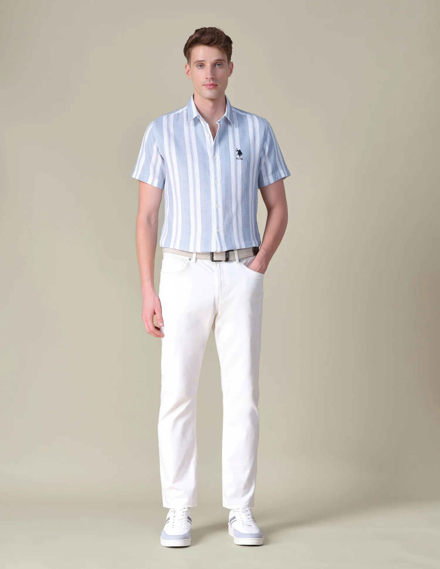 Textured Vertical Striped Regular Fit Shirt - Image 3
