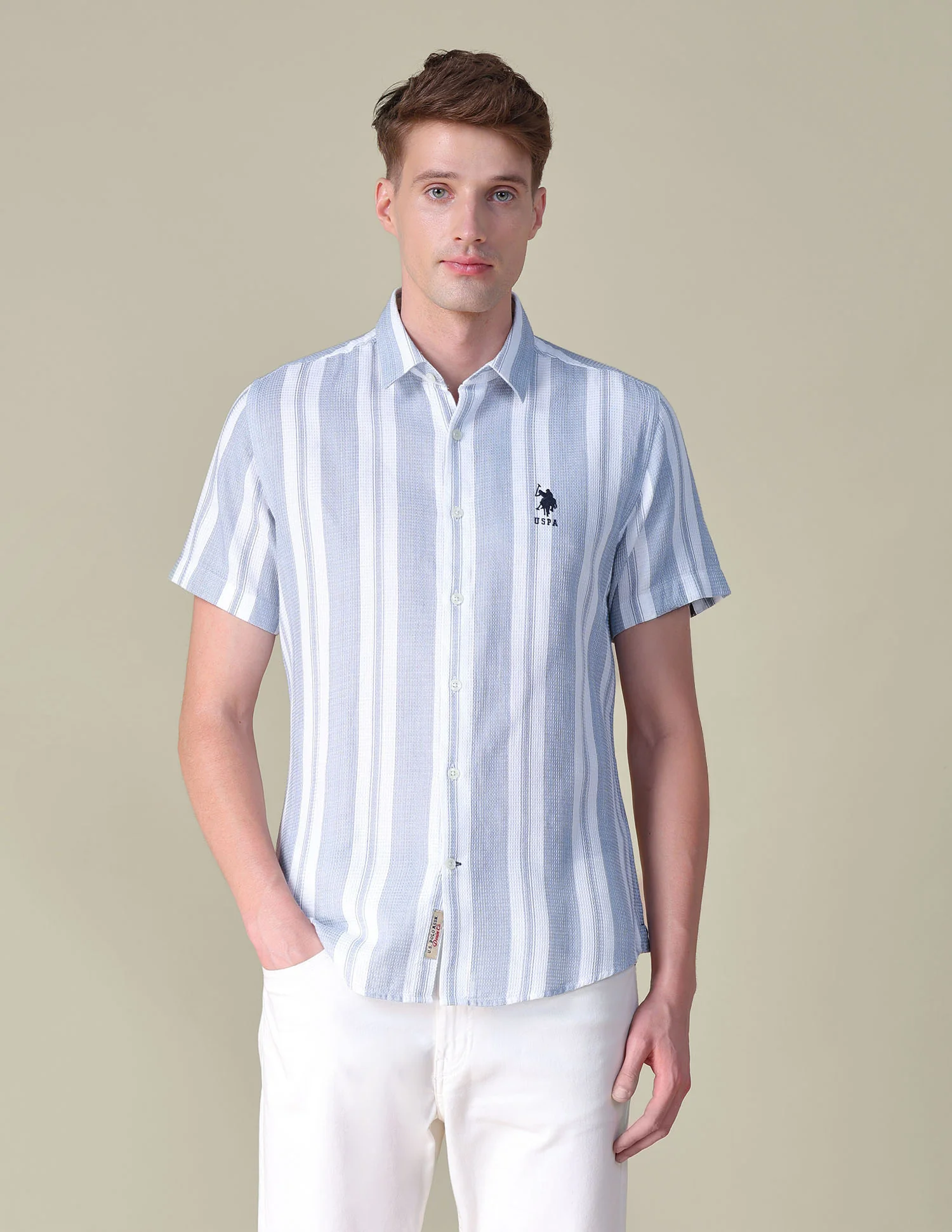 Textured Vertical Striped Regular Fit Shirt - Image 6