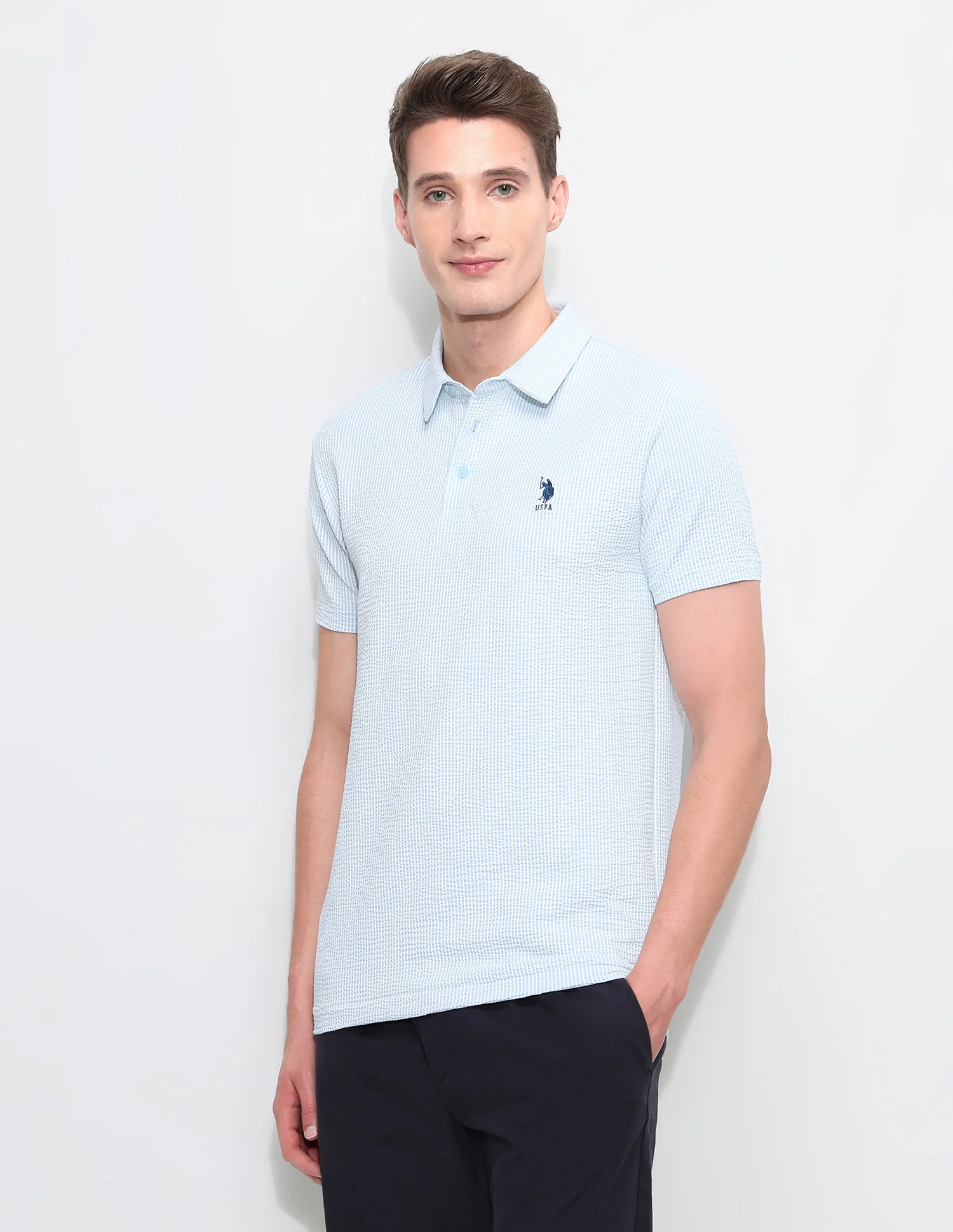 Textured White Harbour Polo Shirt - Image 4