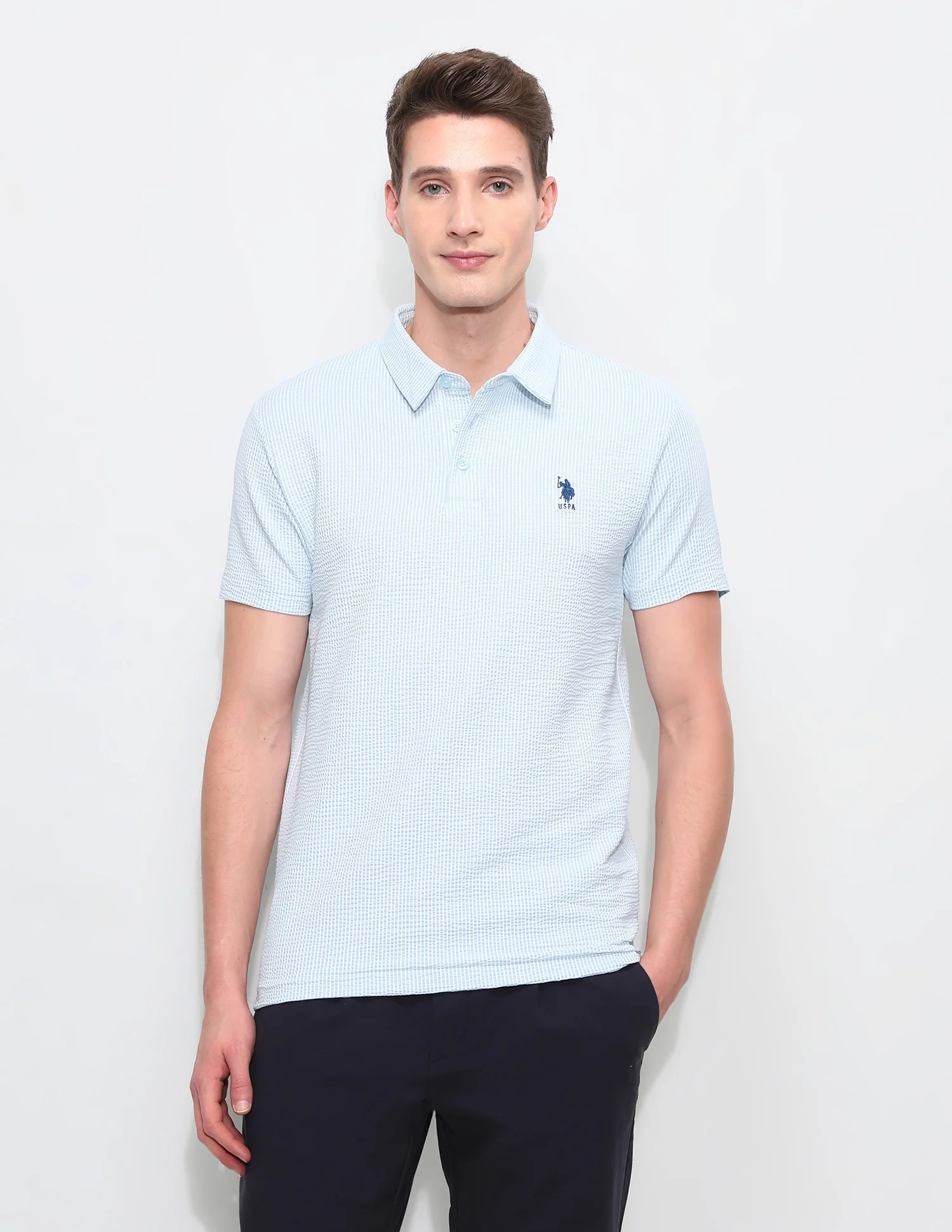 Textured White Harbour Polo Shirt - Image 6