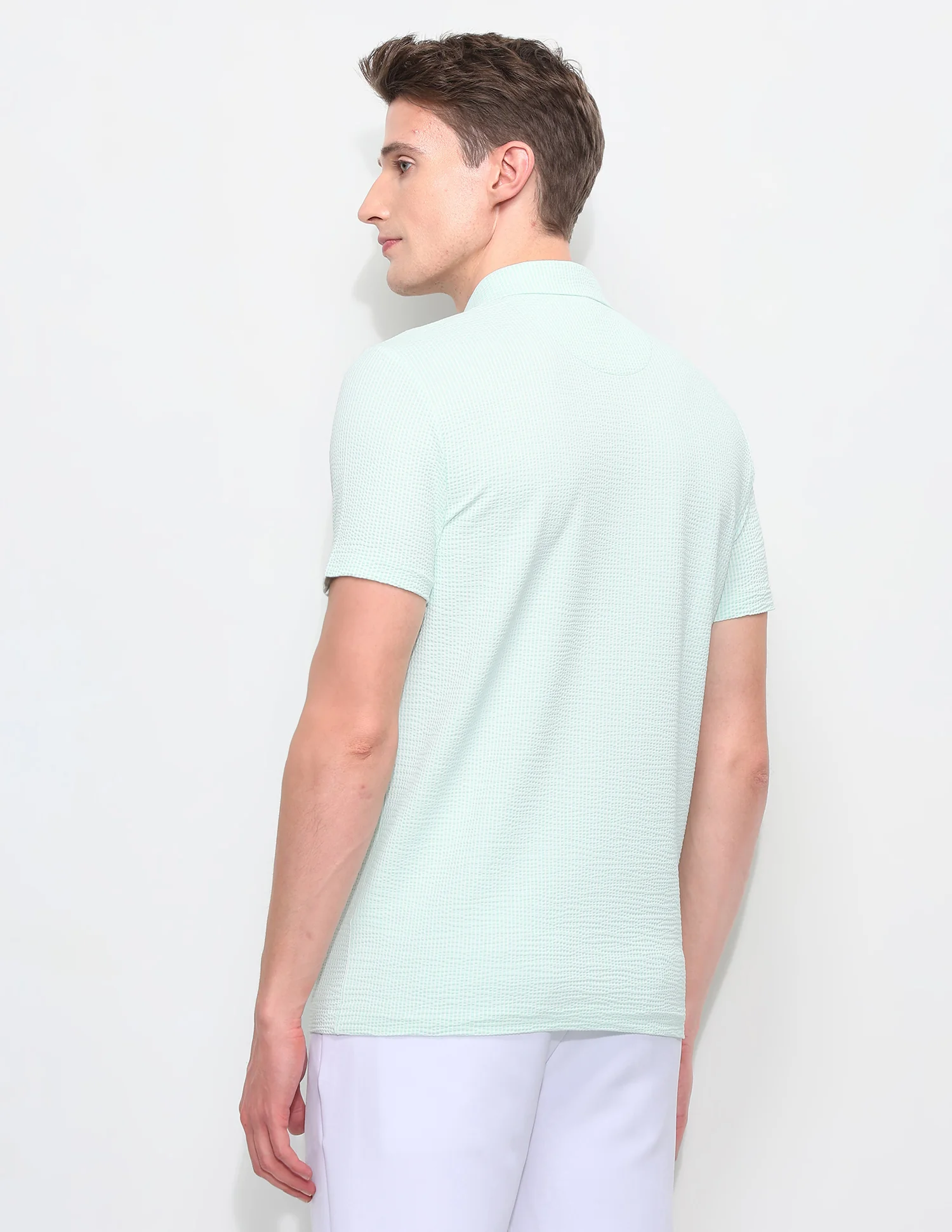 Textured White Harbour Polo Shirt - Image 5