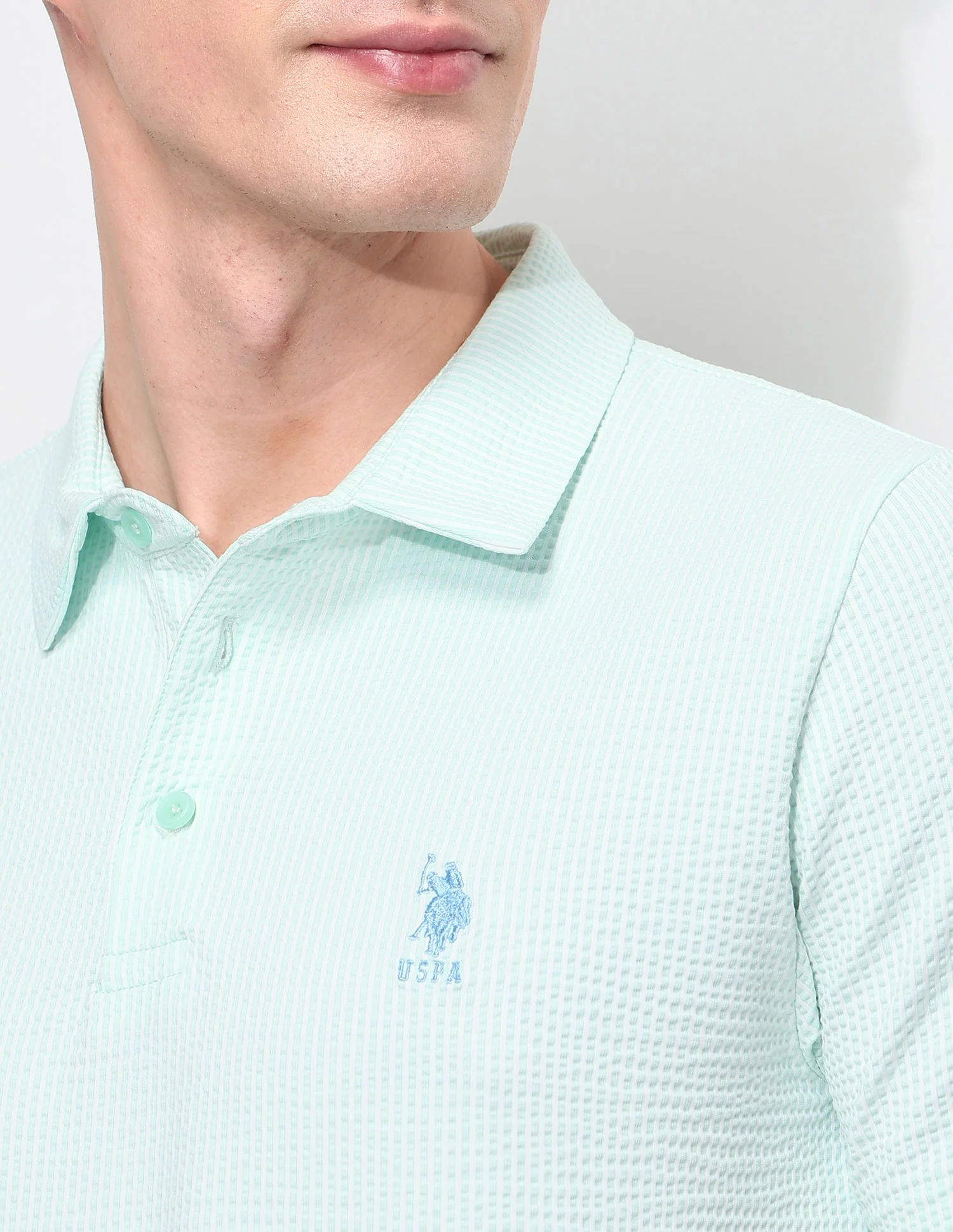 Textured White Harbour Polo Shirt - Image 7