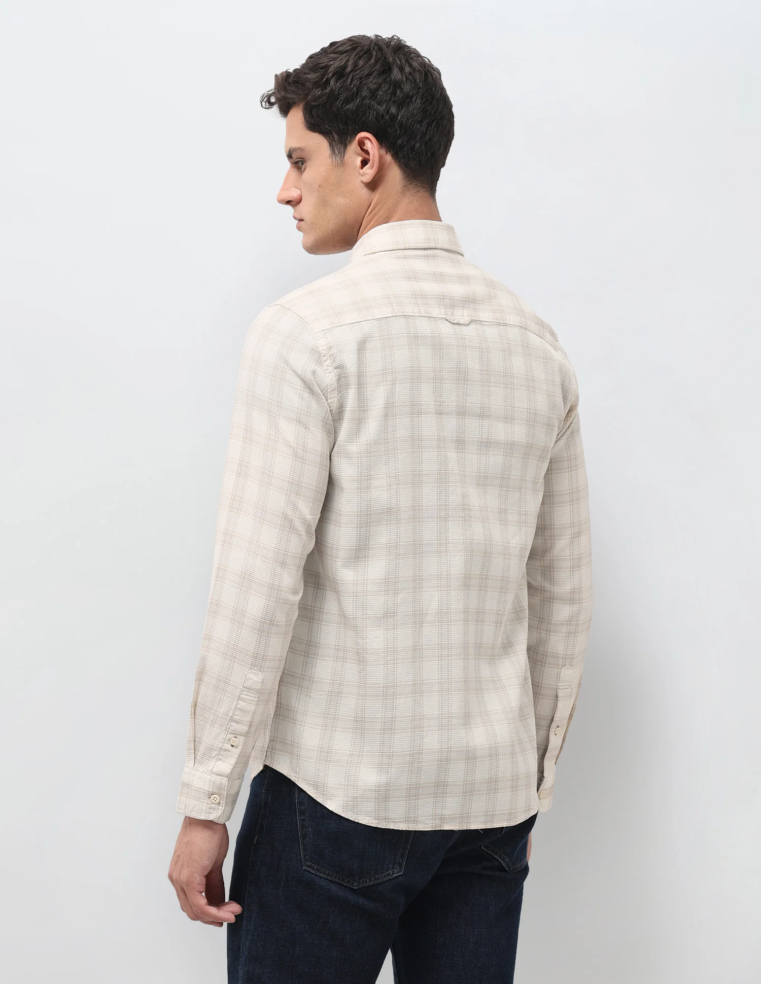 Textured With Tartan Checked Regular Fit Shirt - Image 5