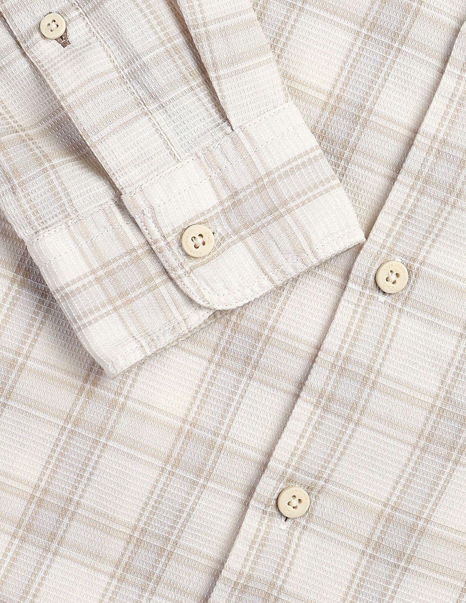 Textured With Tartan Checked Regular Fit Shirt - Image 8