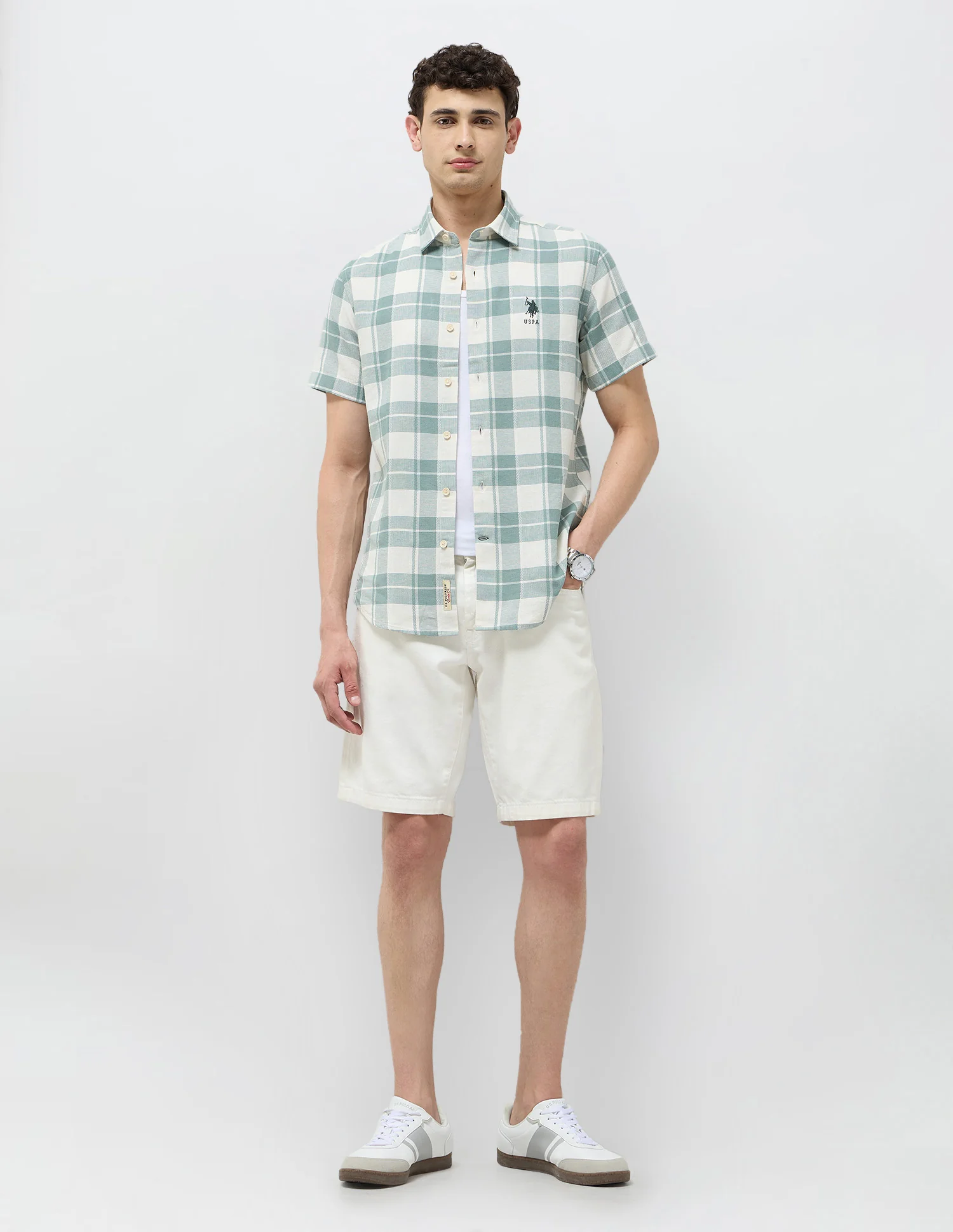 Textured With Tartan Checked Shirt - Image 3