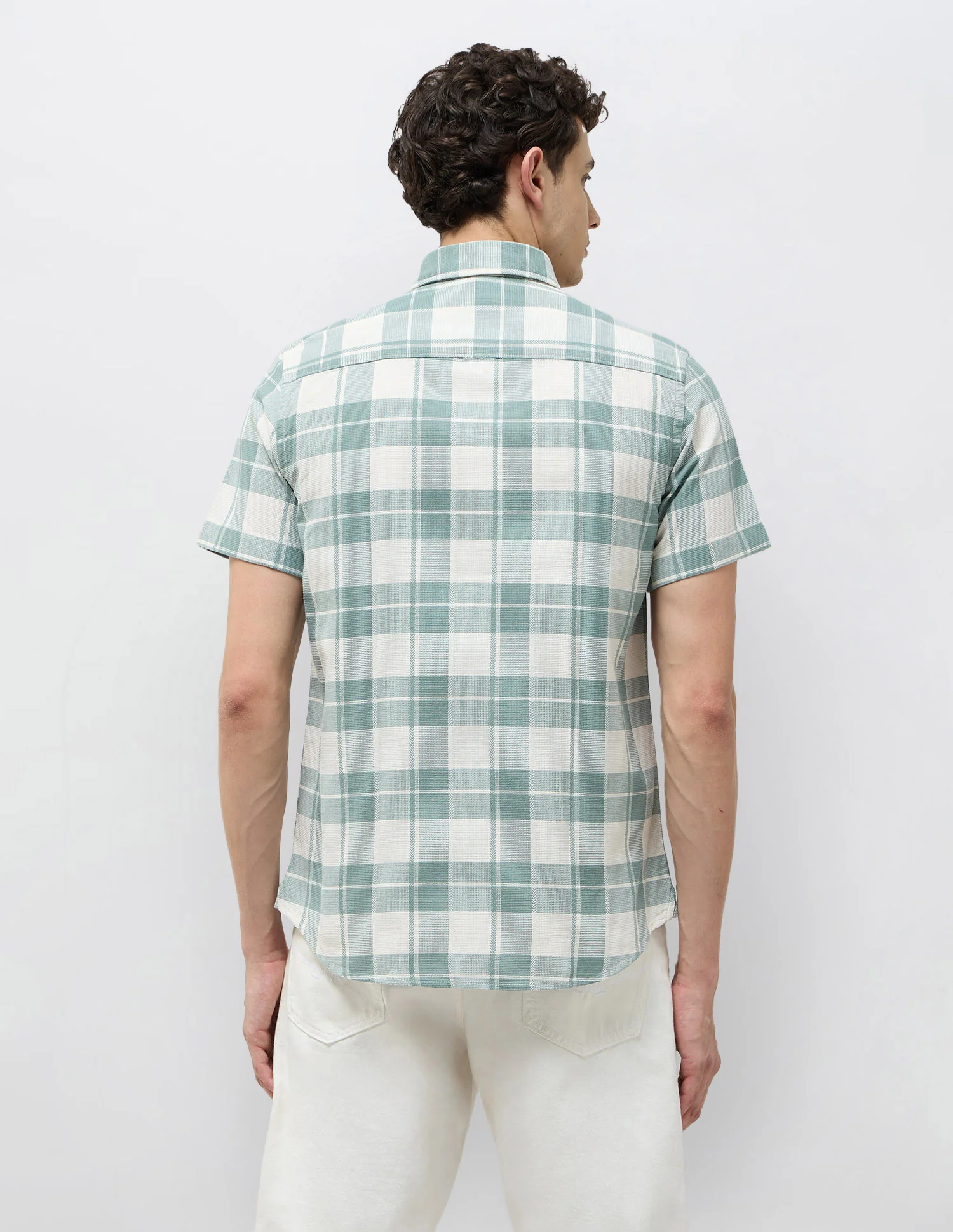 Textured With Tartan Checked Shirt - Image 5