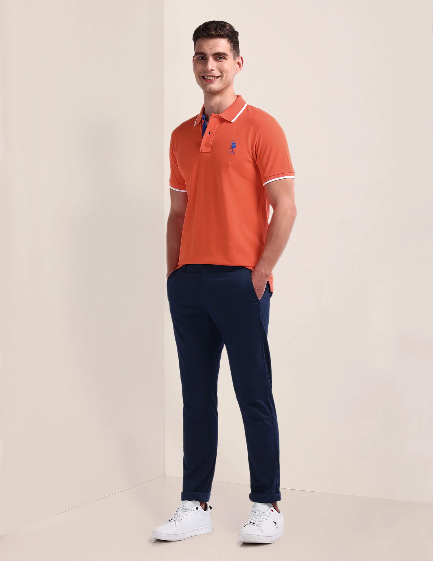 Tipped Collar Cotton Polo Shirt - Image 3