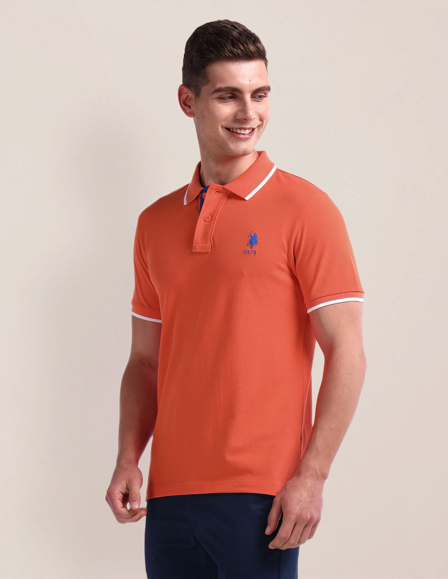 Tipped Collar Cotton Polo Shirt - Image 4