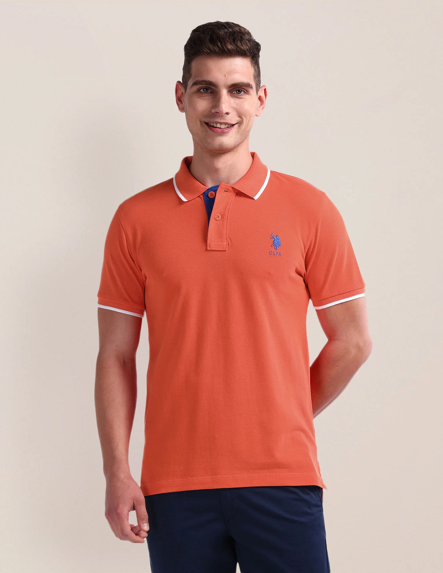 Tipped Collar Cotton Polo Shirt - Image 6