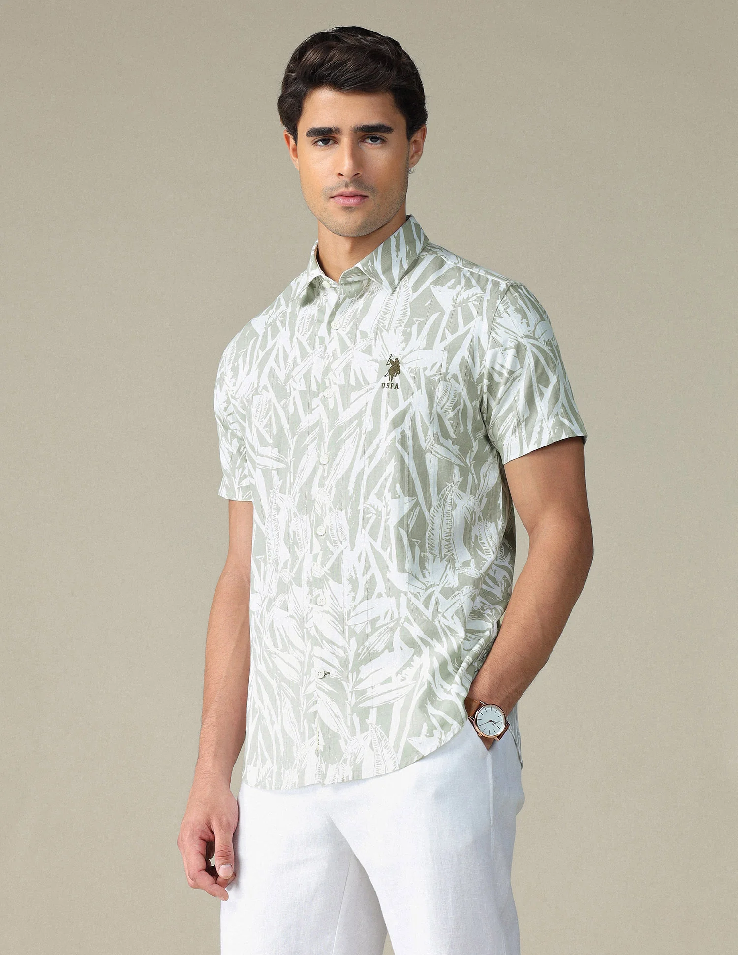 Tropical Printed Dobby Shirt - Image 4