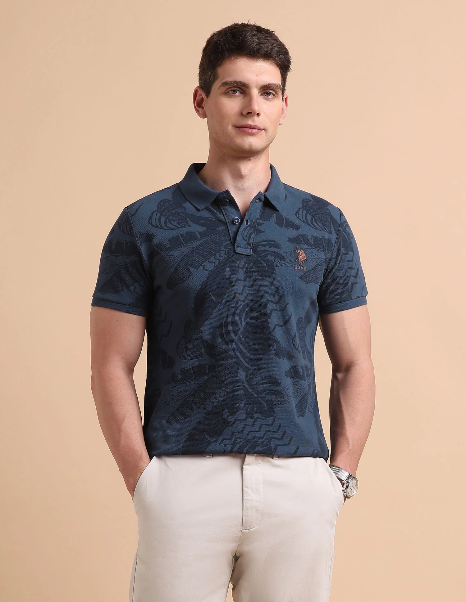 Tropical Printed Pure Cotton Polo Shirt