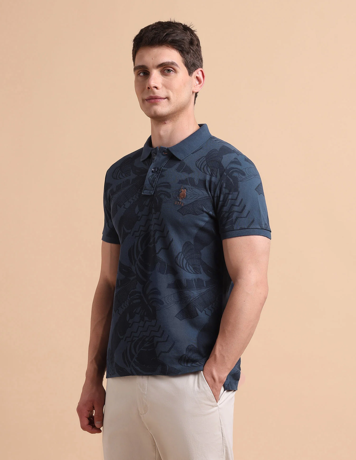 Tropical Printed Pure Cotton Polo Shirt - Image 4