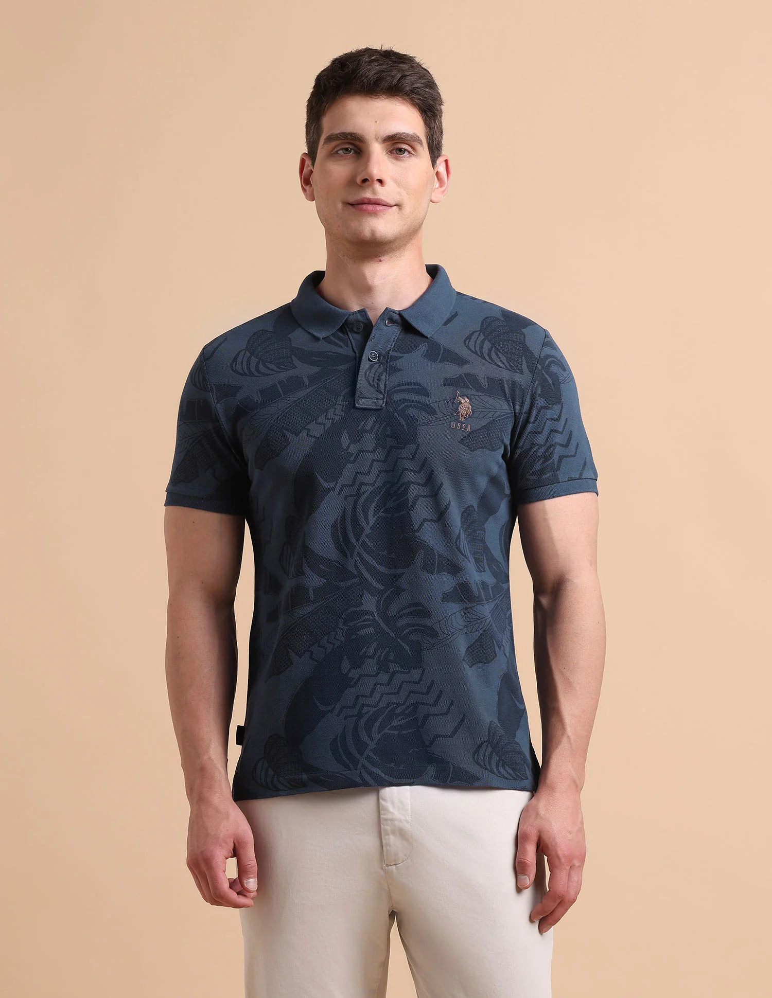 Tropical Printed Pure Cotton Polo Shirt - Image 6