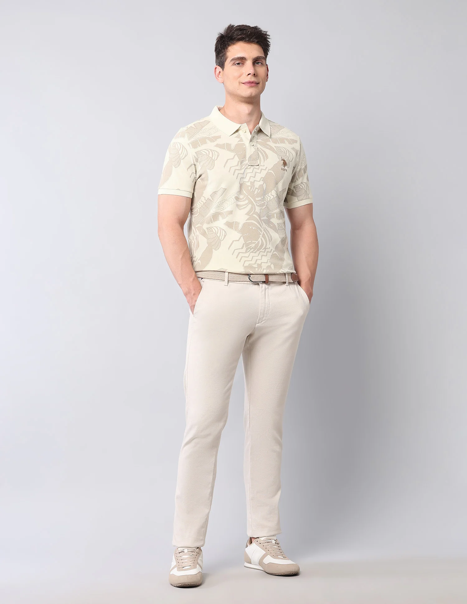 Tropical Printed Pure Cotton Polo Shirt - Image 3