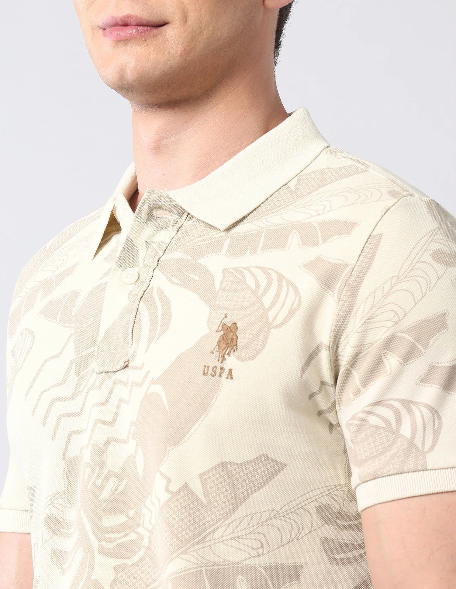 Tropical Printed Pure Cotton Polo Shirt - Image 7