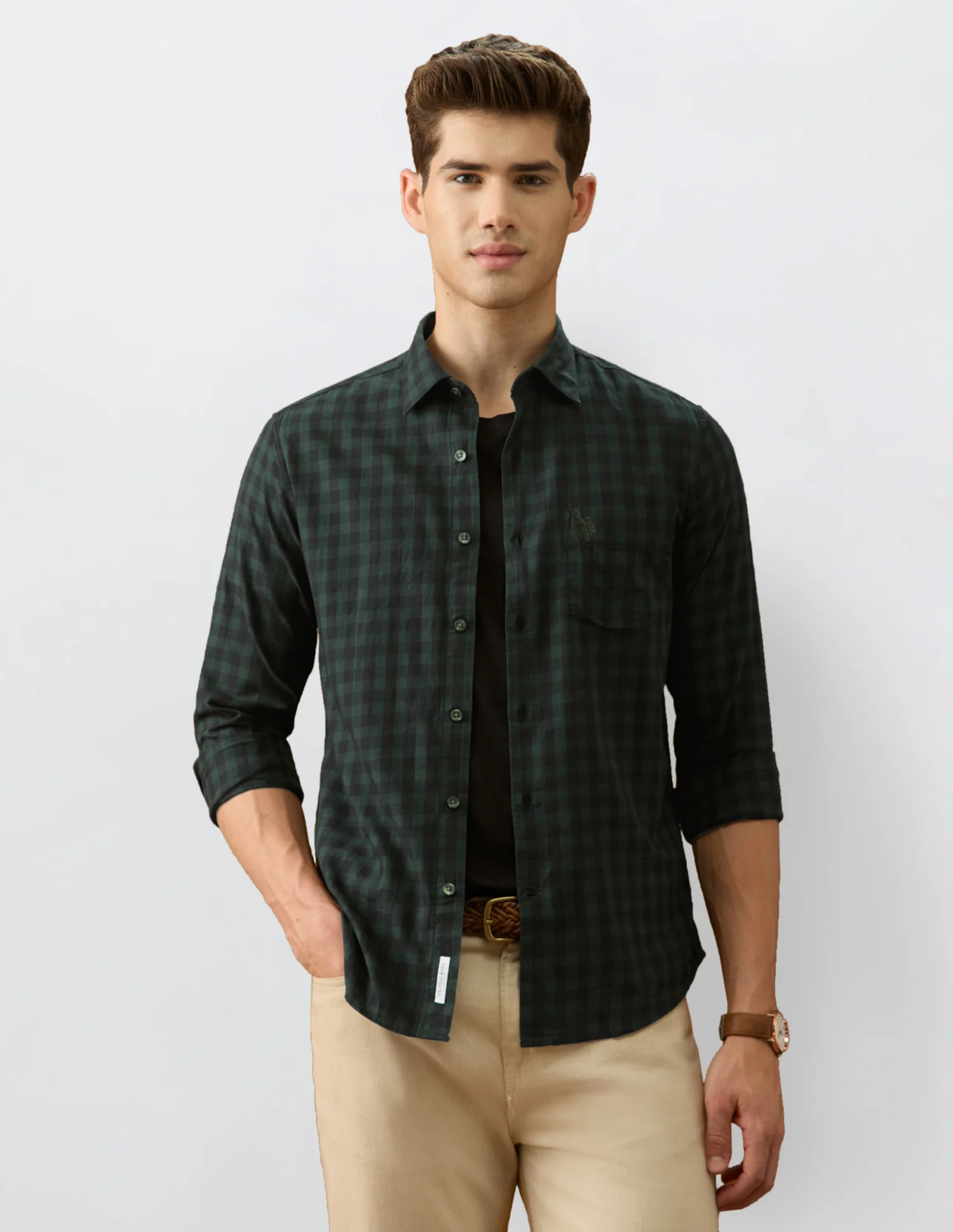 Twill Gingham Checked Shirt