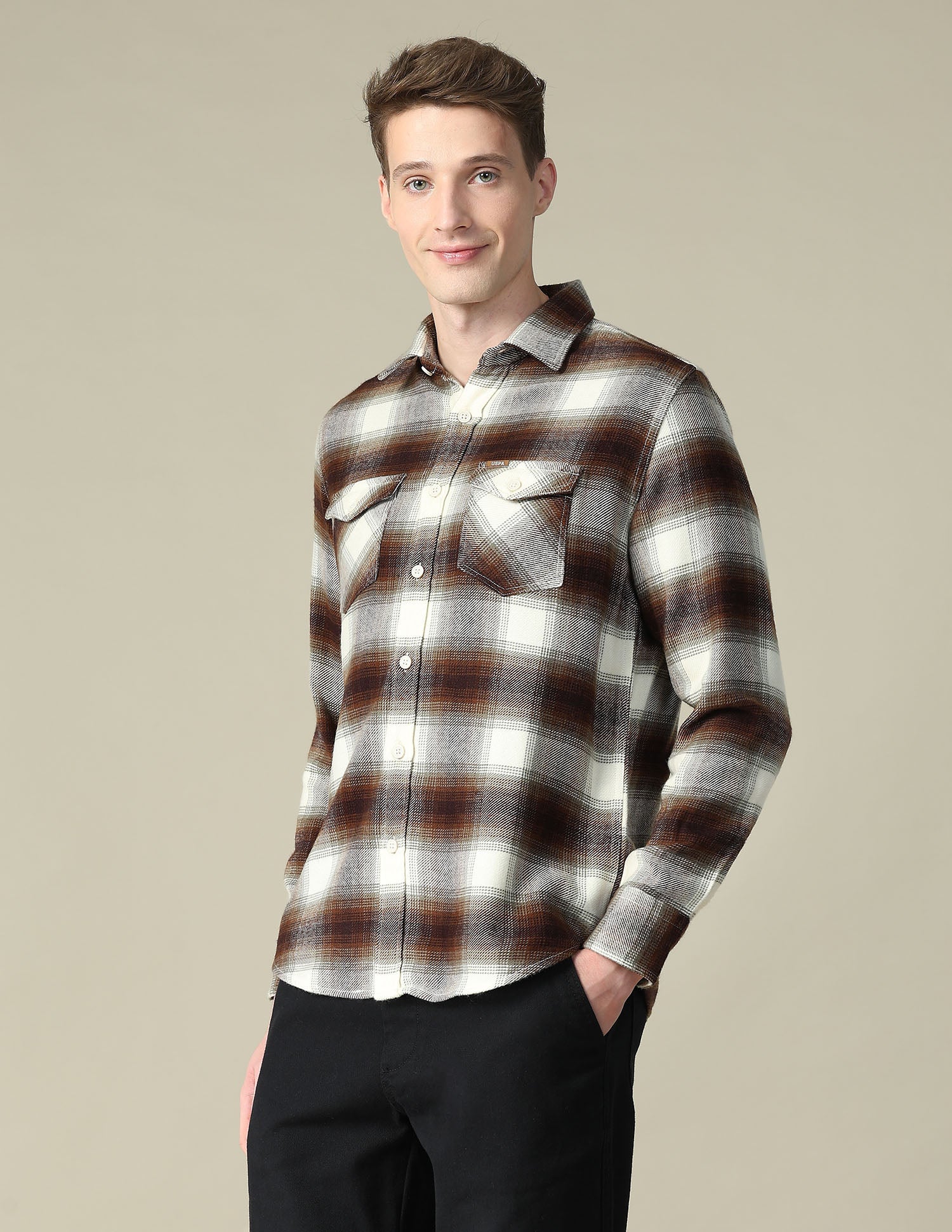 Twill Plaid Checked Shacket - Image 4