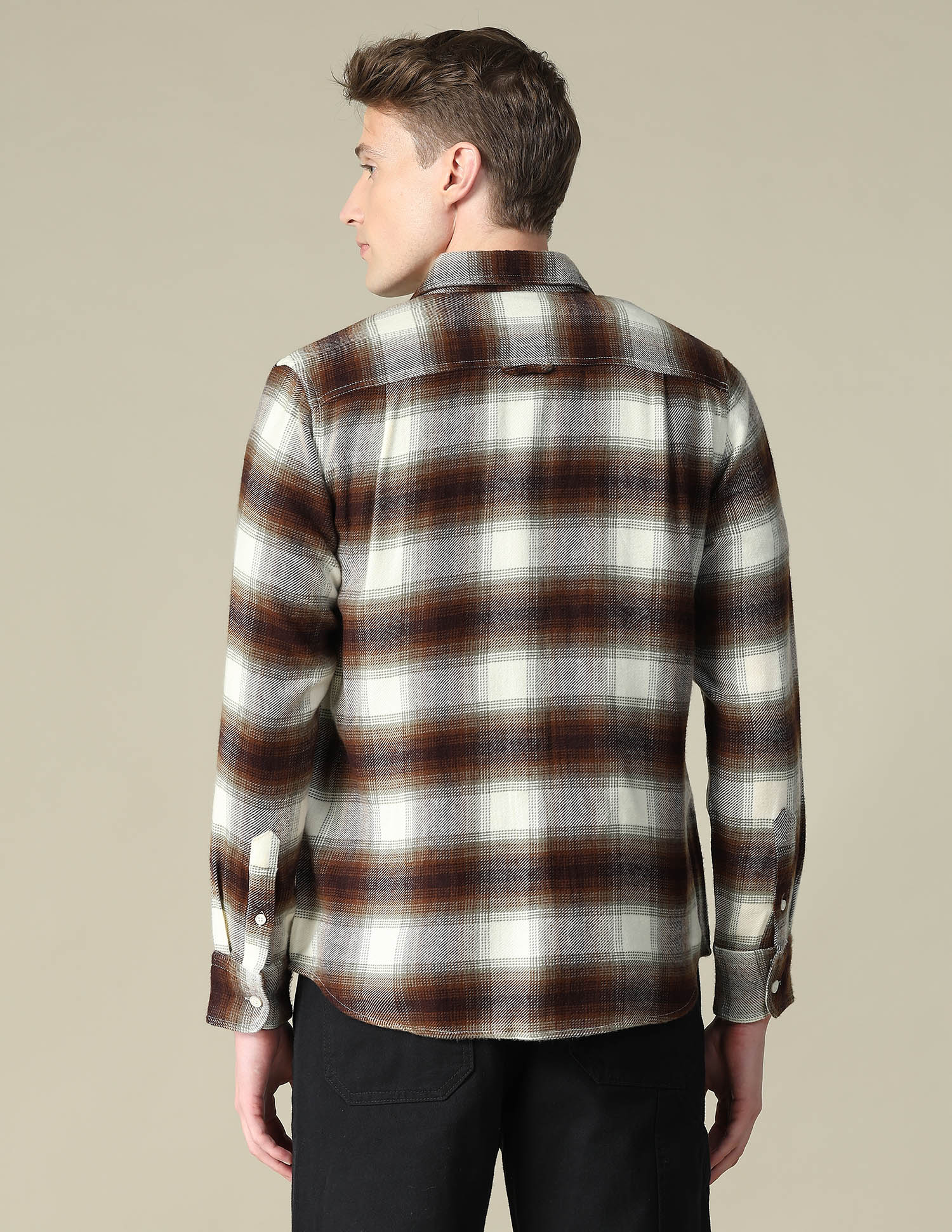 Twill Plaid Checked Shacket - Image 5