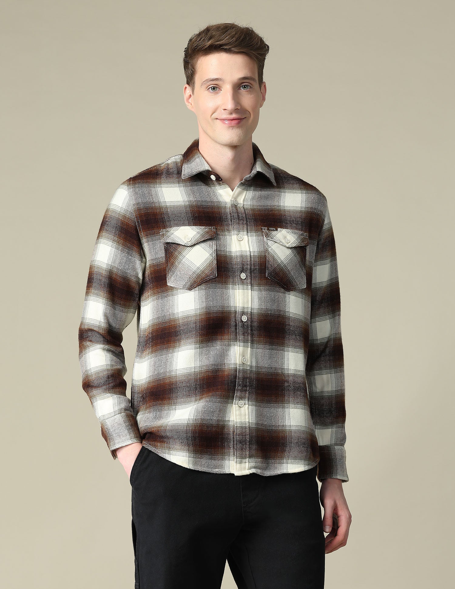 Twill Plaid Checked Shacket - Image 6