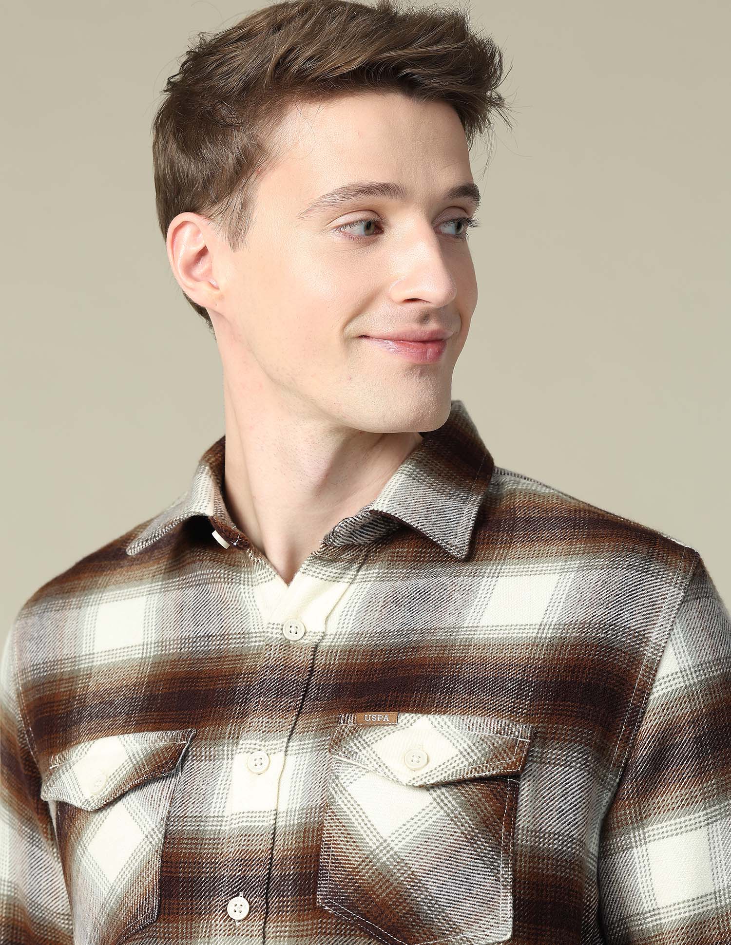 Twill Plaid Checked Shacket - Image 7