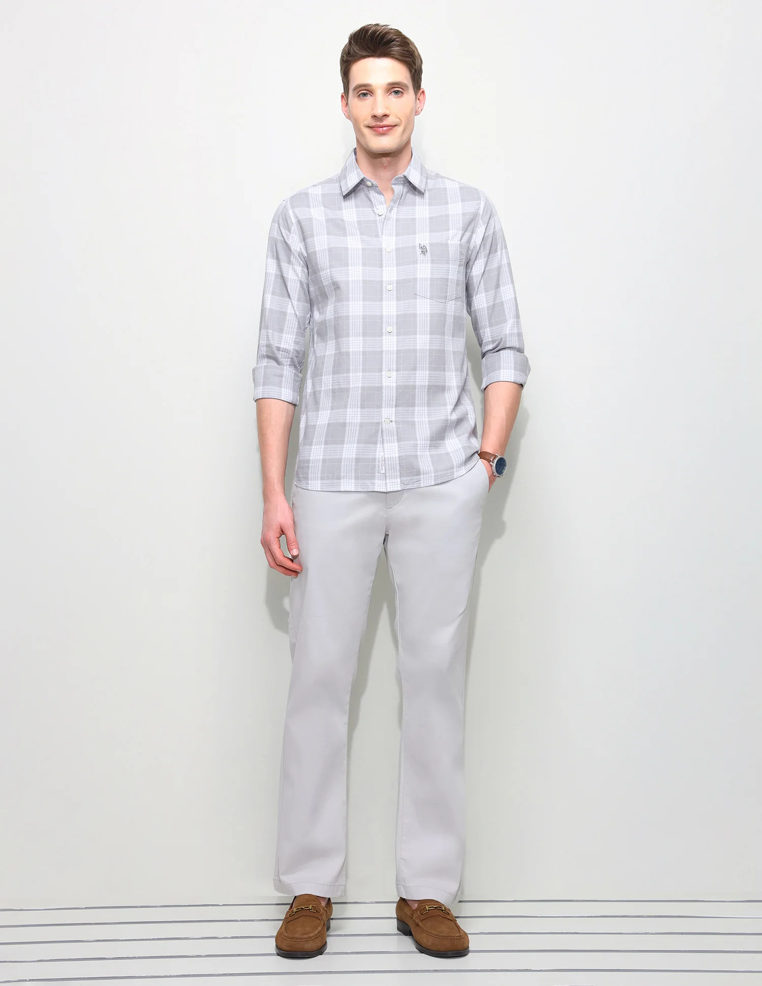 Twill Regular Fit Grid Tattersall Checked Shirt - Image 3