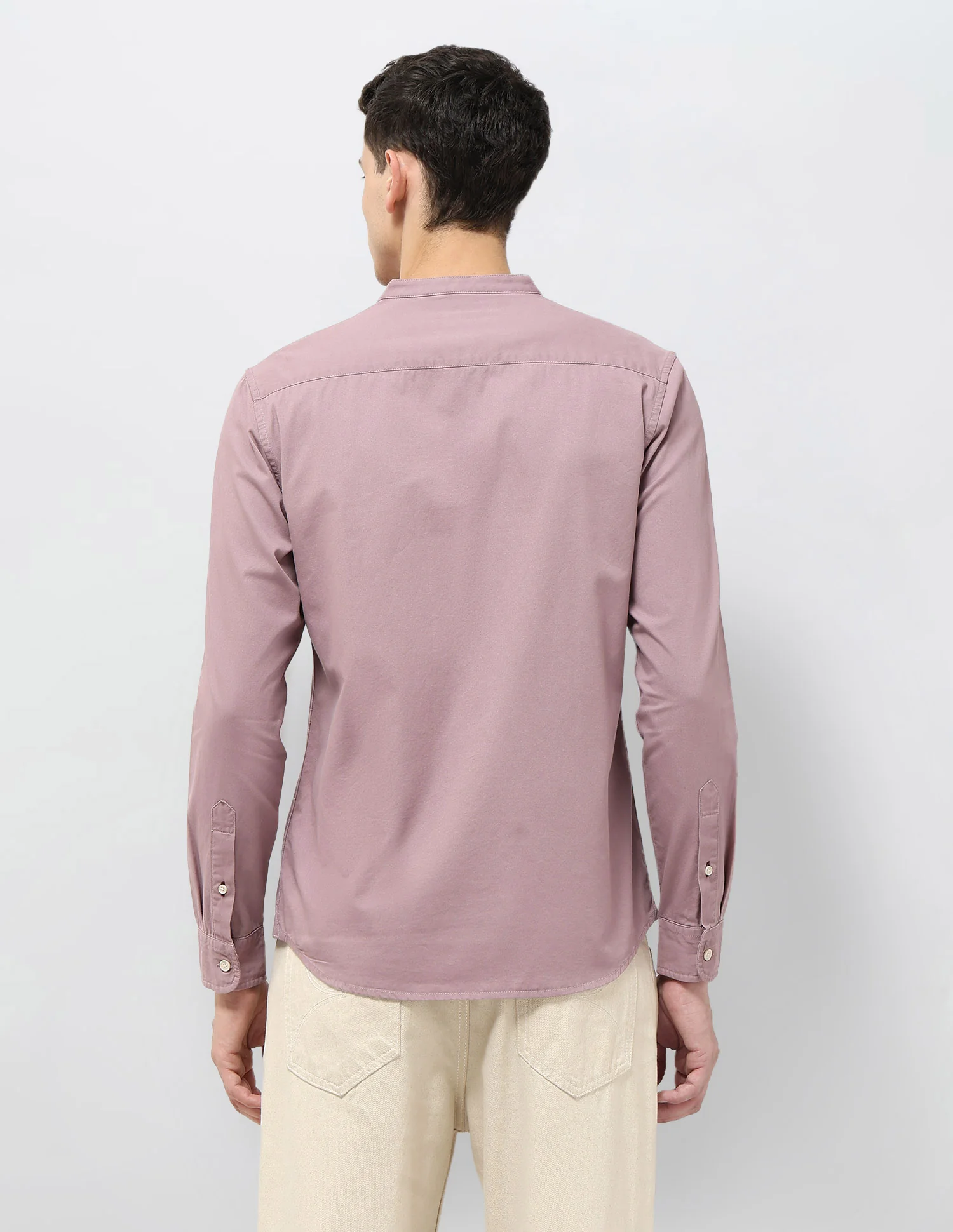 Twill Regular Fit Mandarin Shirt - Image 5
