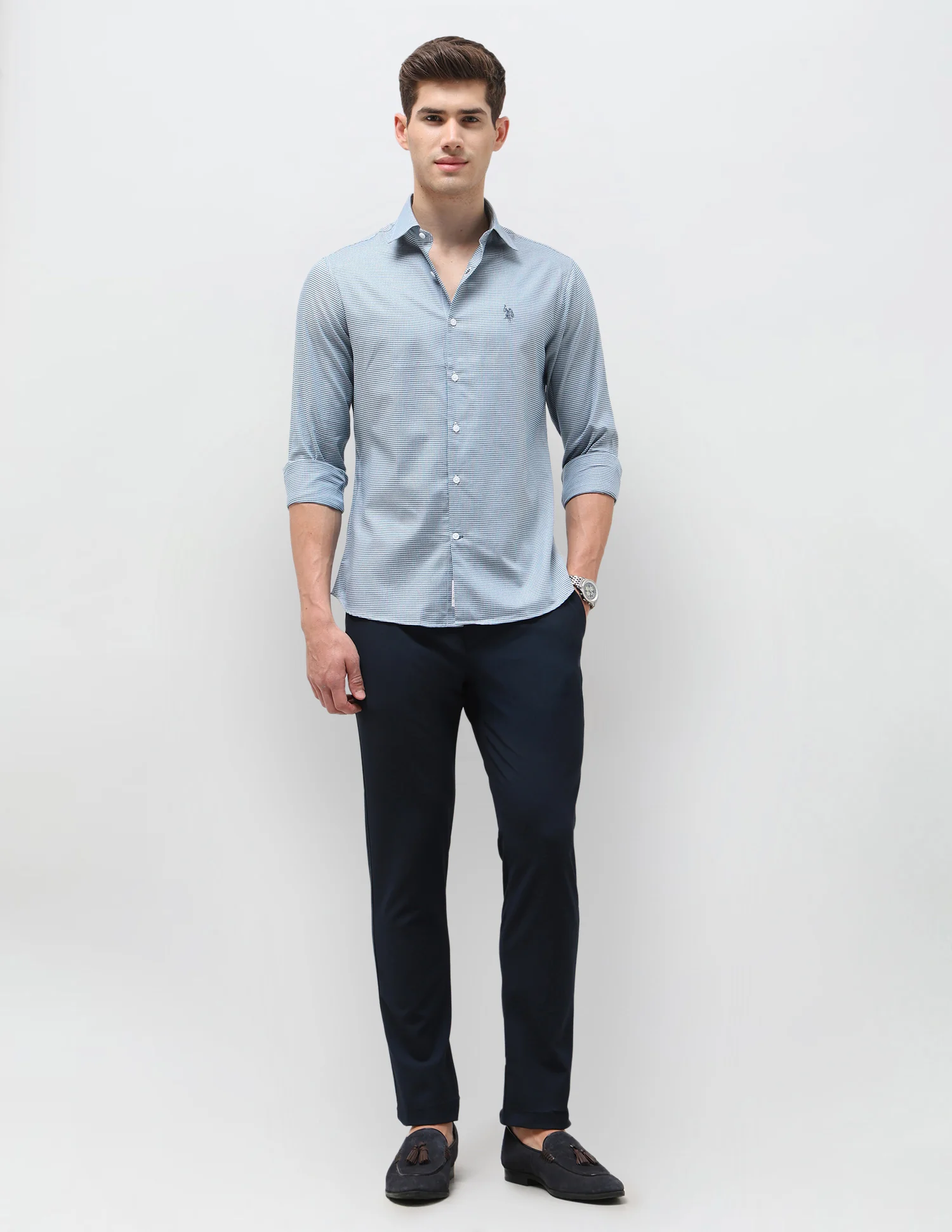 Twill Self Design Geometric Shirt - Image 3