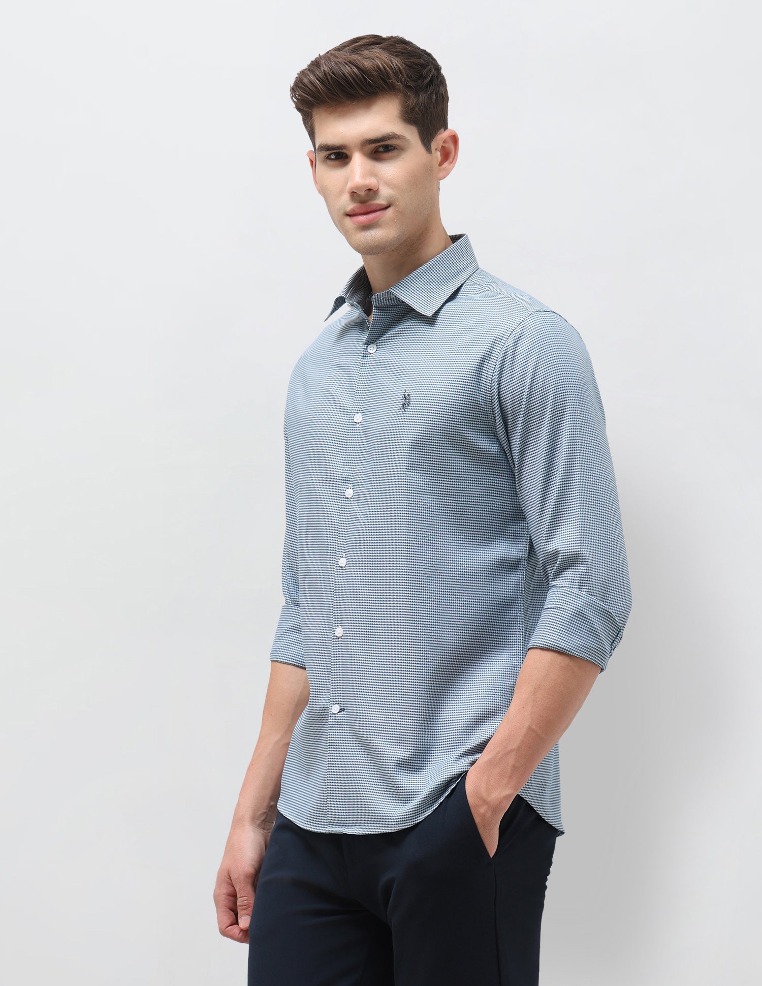 Twill Self Design Geometric Shirt - Image 4