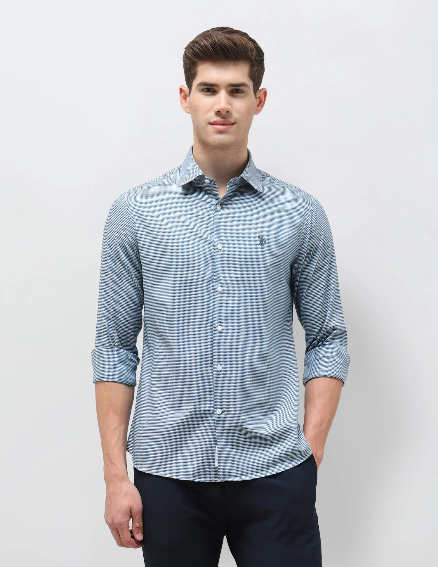 Twill Self Design Geometric Shirt - Image 6