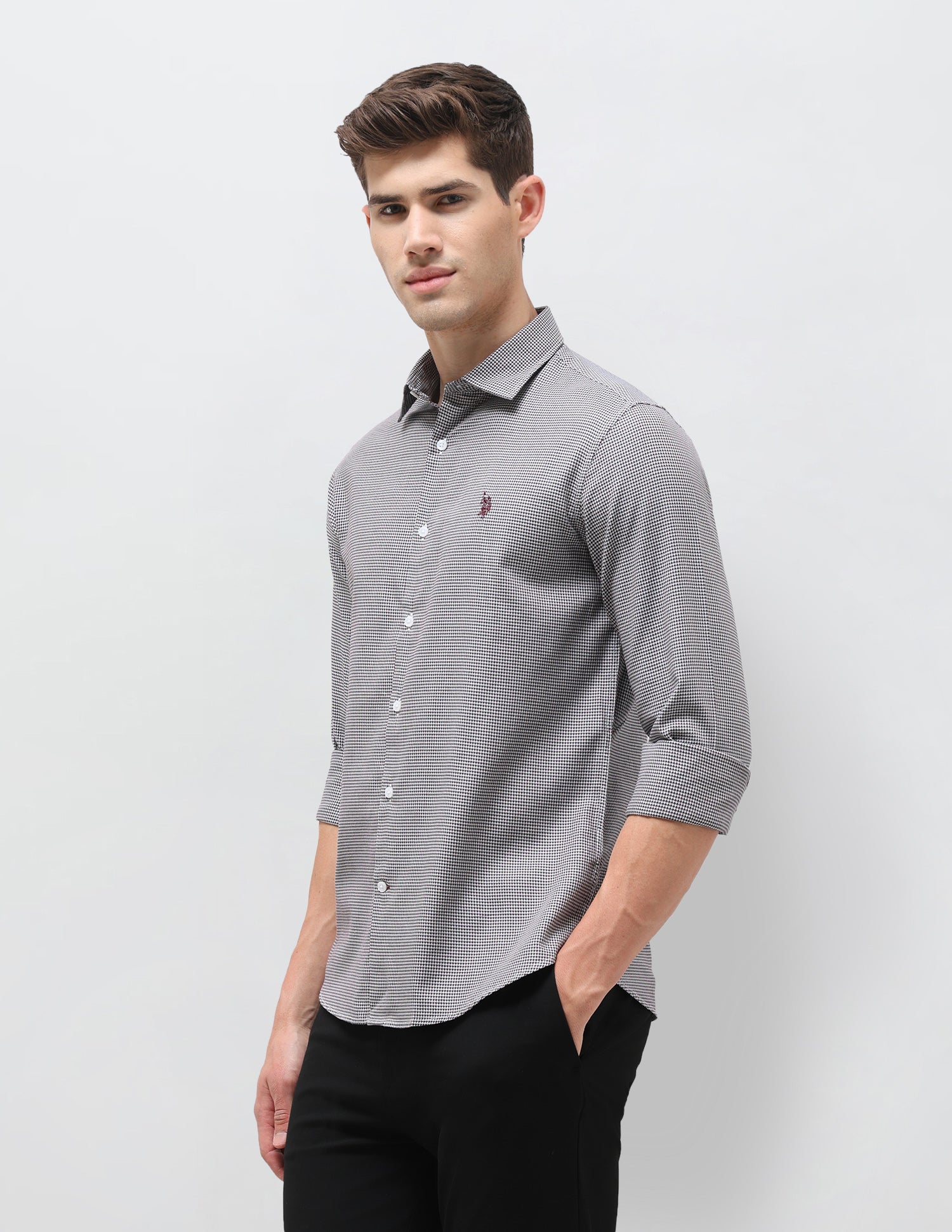 Twill Self Design Geometric Shirt - Image 4