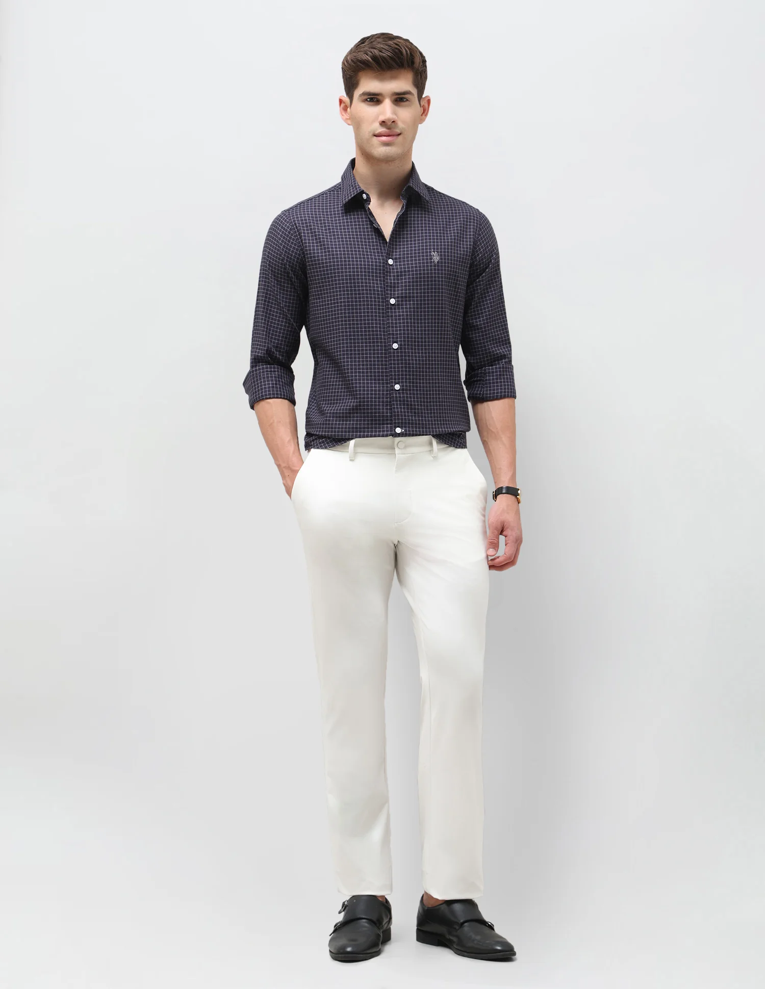 Twill Self Design Graph Checked Shirt - Image 3
