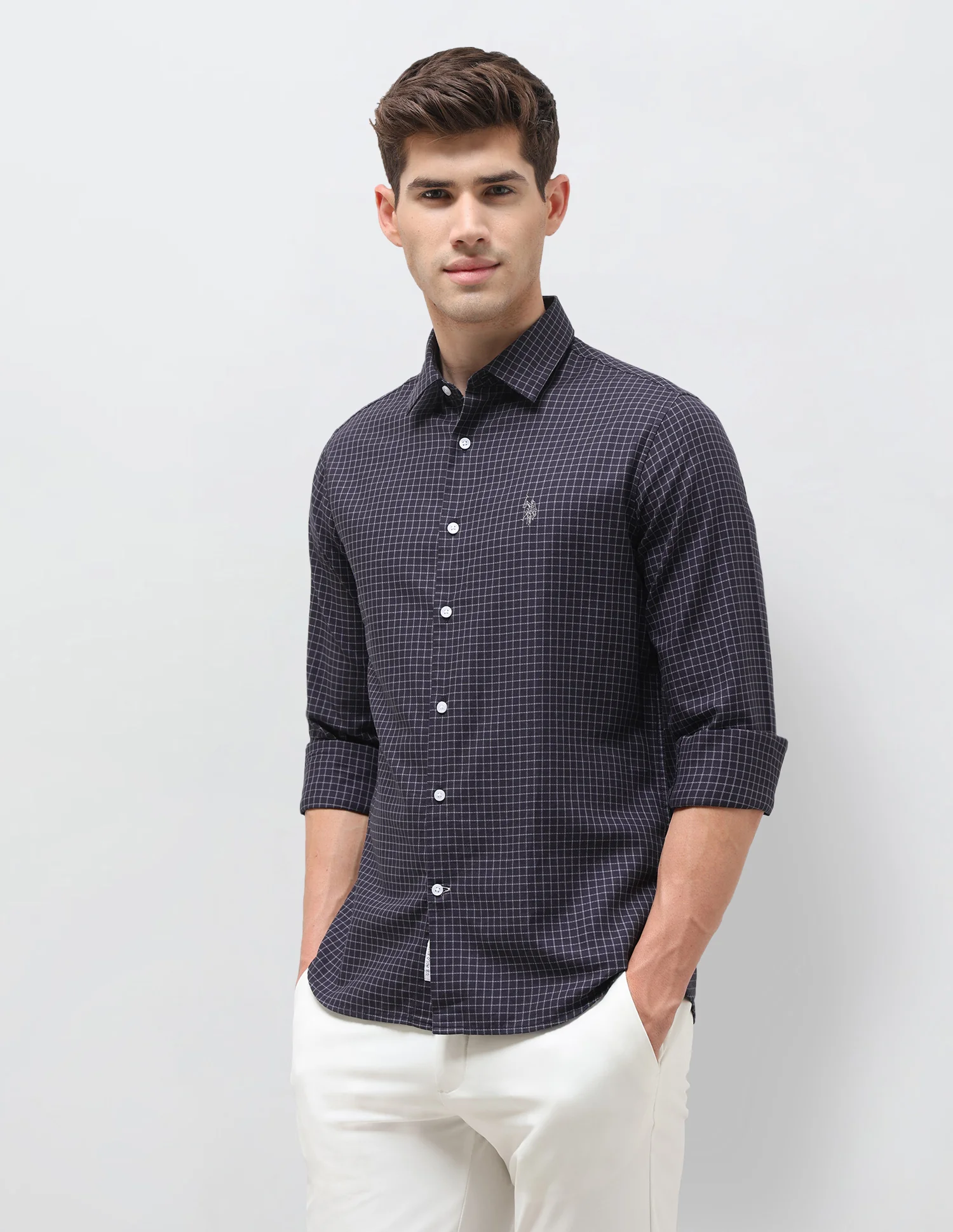 Twill Self Design Graph Checked Shirt - Image 4