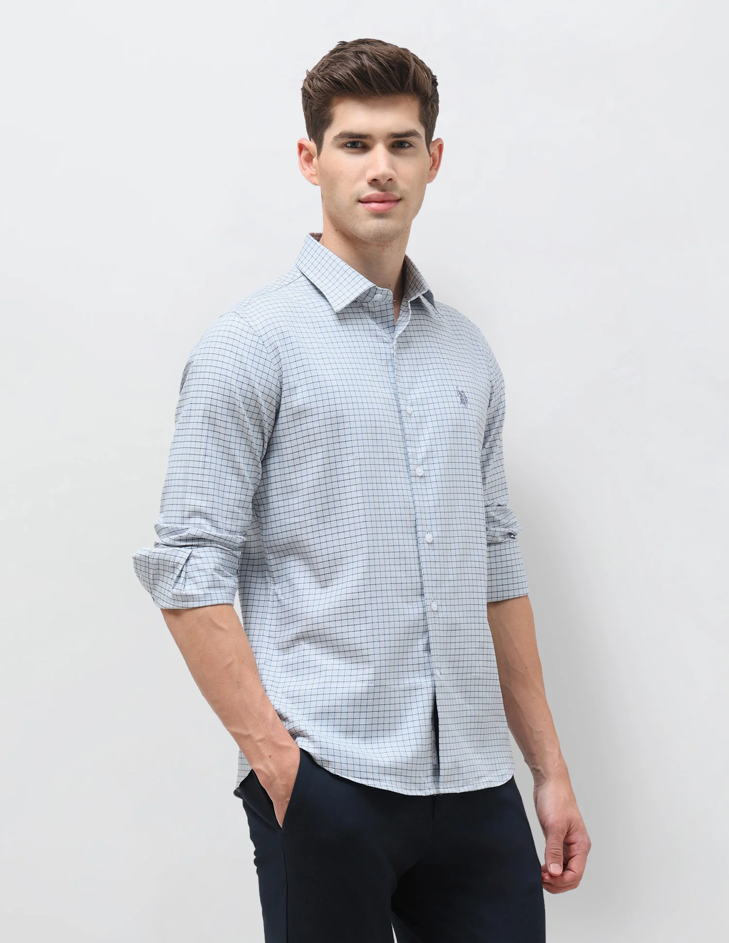 Twill Self Design Graph Checked Shirt - Image 4