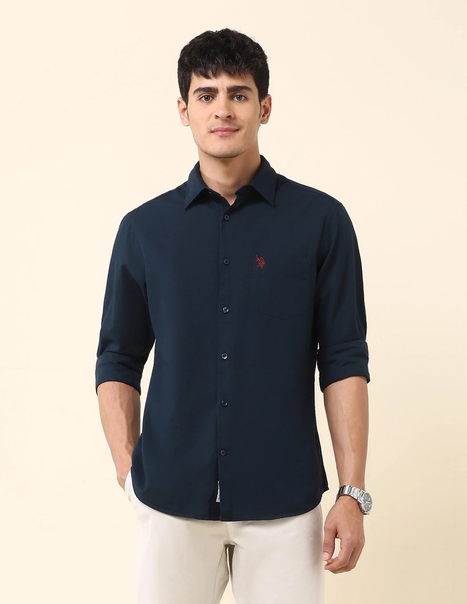 Twill Solid Tailored Fit Shirt