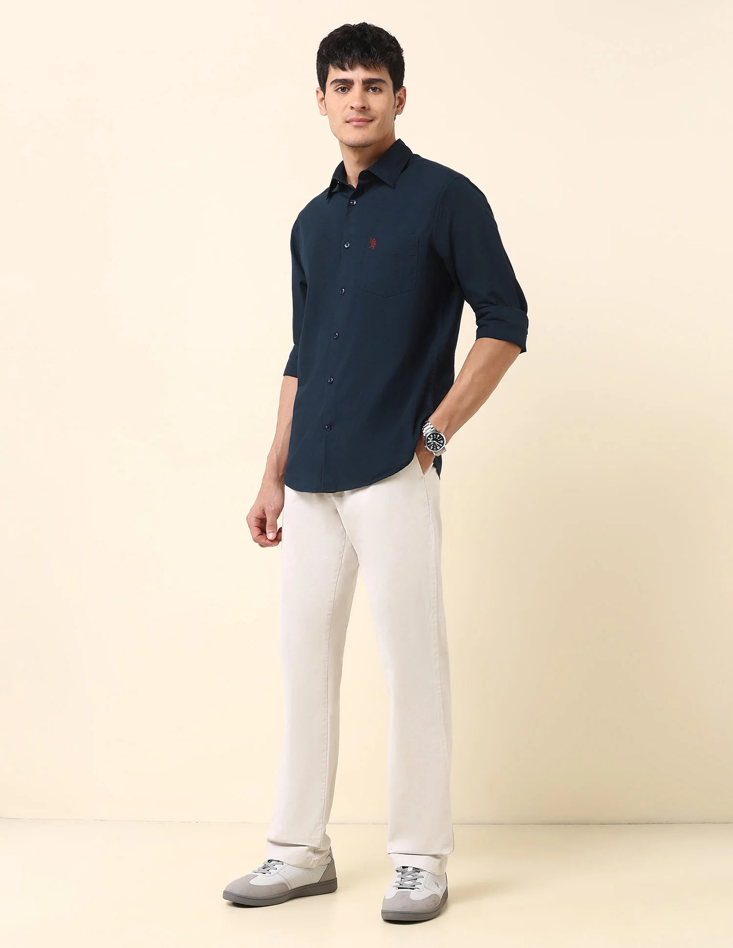 Twill Solid Tailored Fit Shirt - Image 3