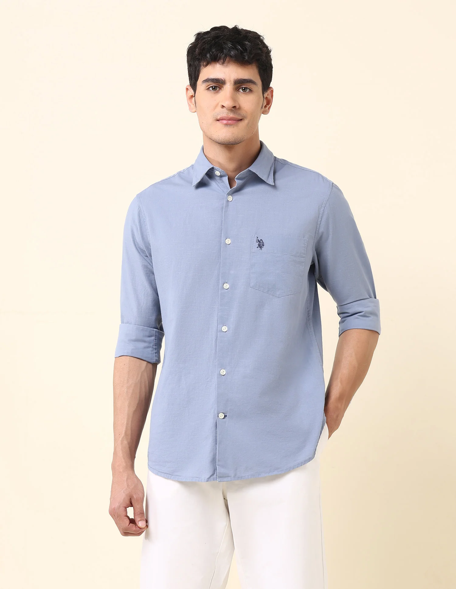 Twill Solid Tailored Fit Shirt - Image 6
